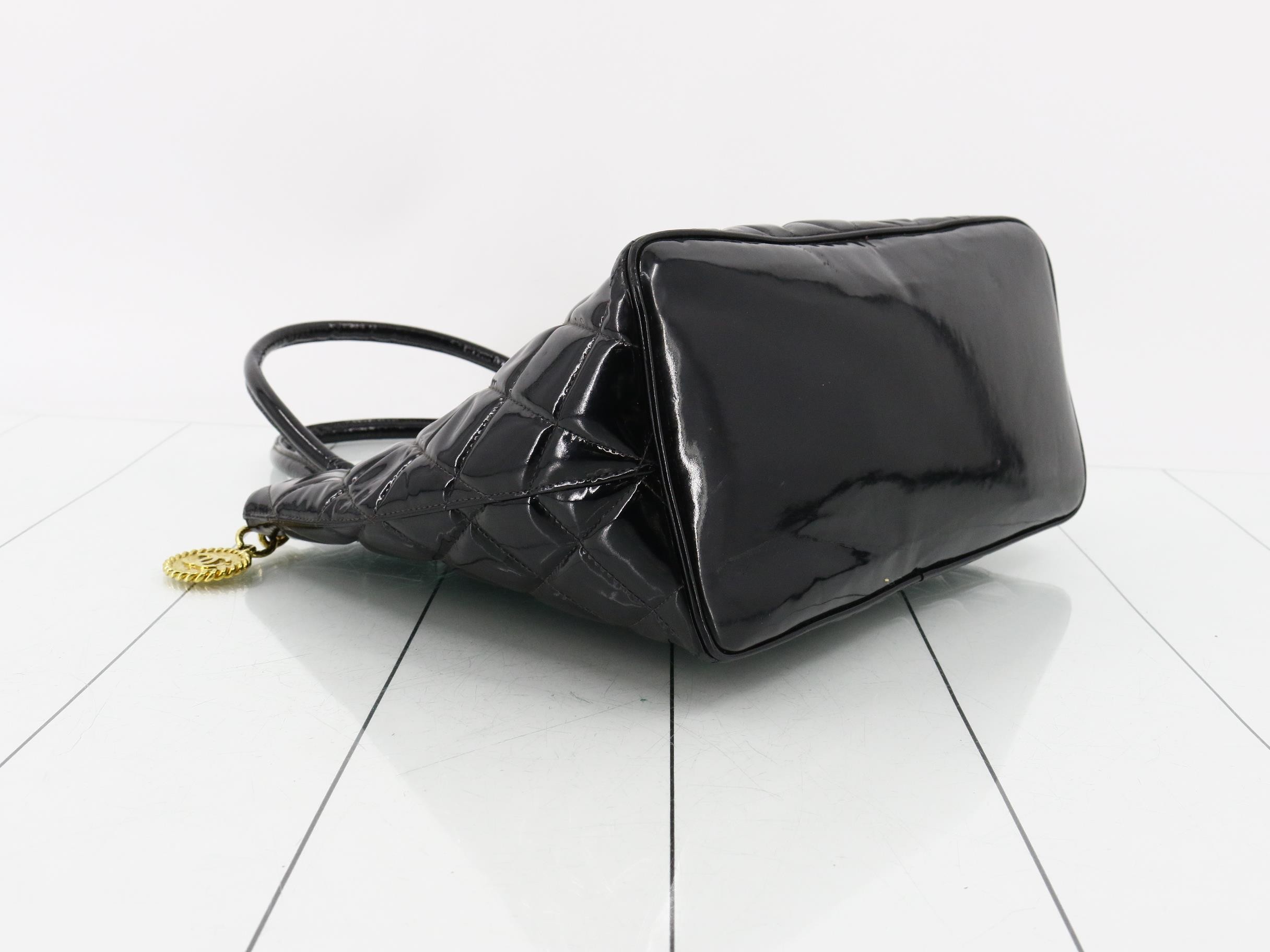 Reissue Tote Bag, Enamel Tote Bag, Black — view 5