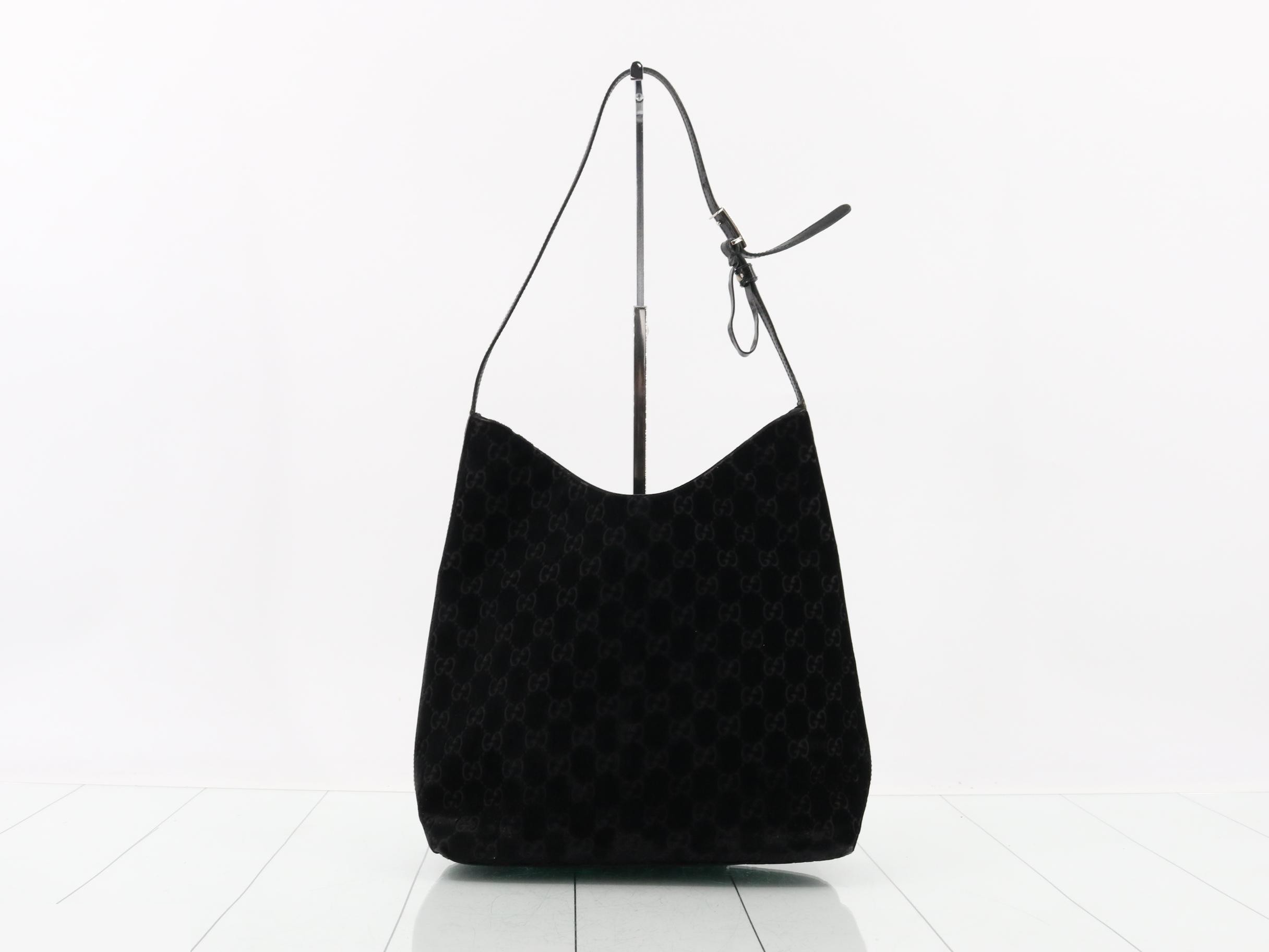 GG Suede One-Shoulder Bag, Black — view 2