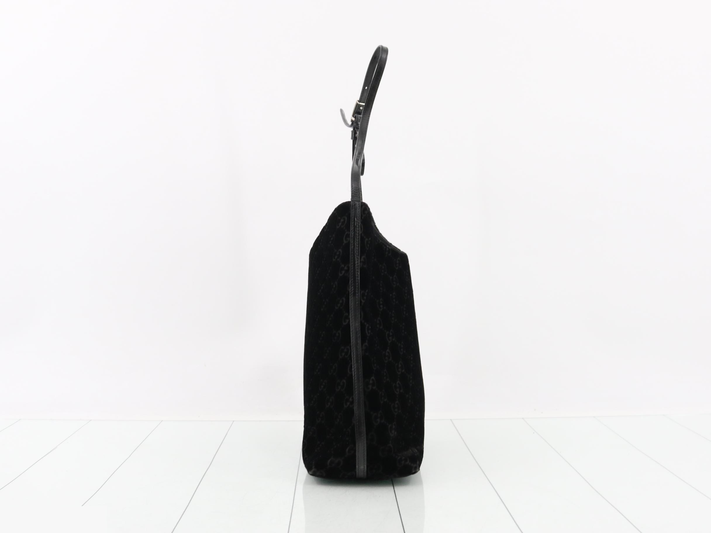 GG Suede One-Shoulder Bag, Black — view 3