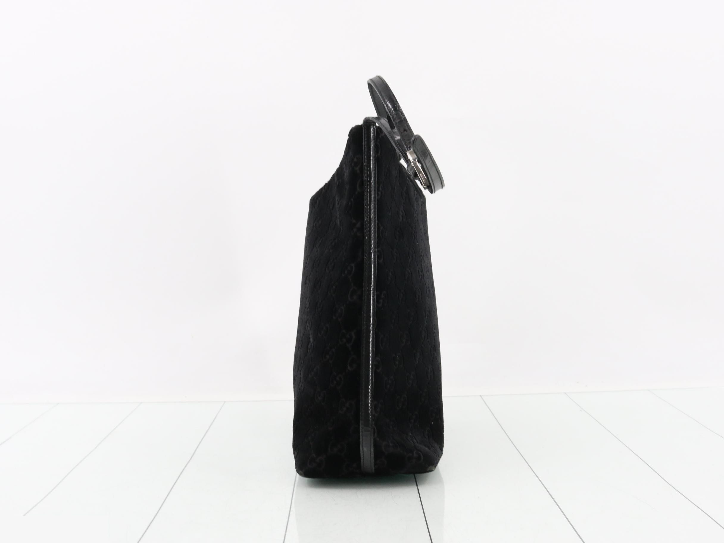GG Suede One-Shoulder Bag, Black — view 4