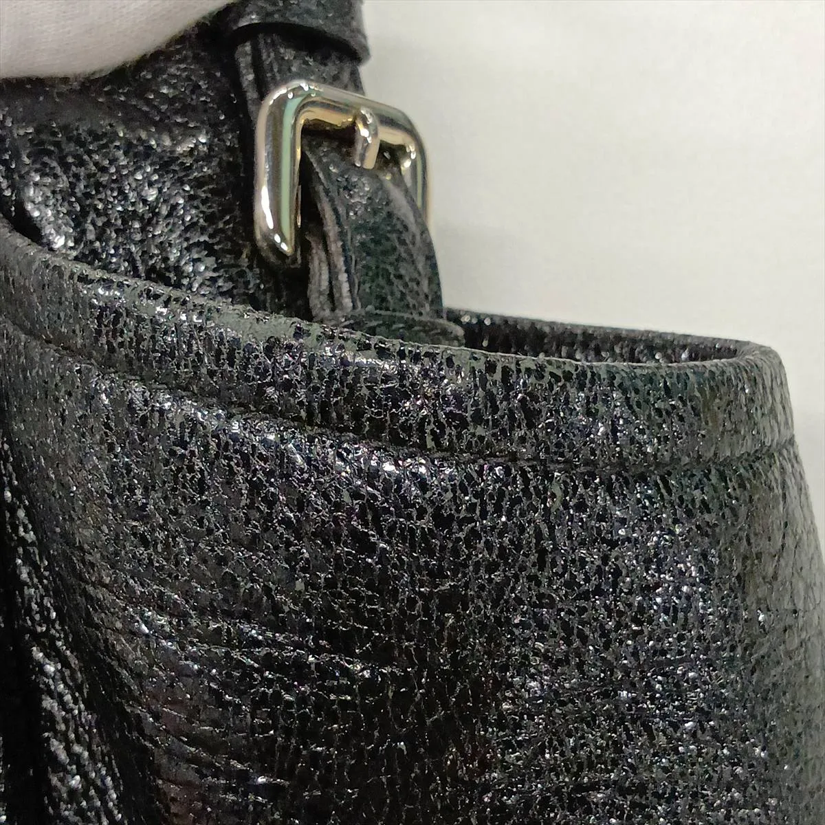 Leather Chain Shoulder Bag, Black BR3797 — view 12