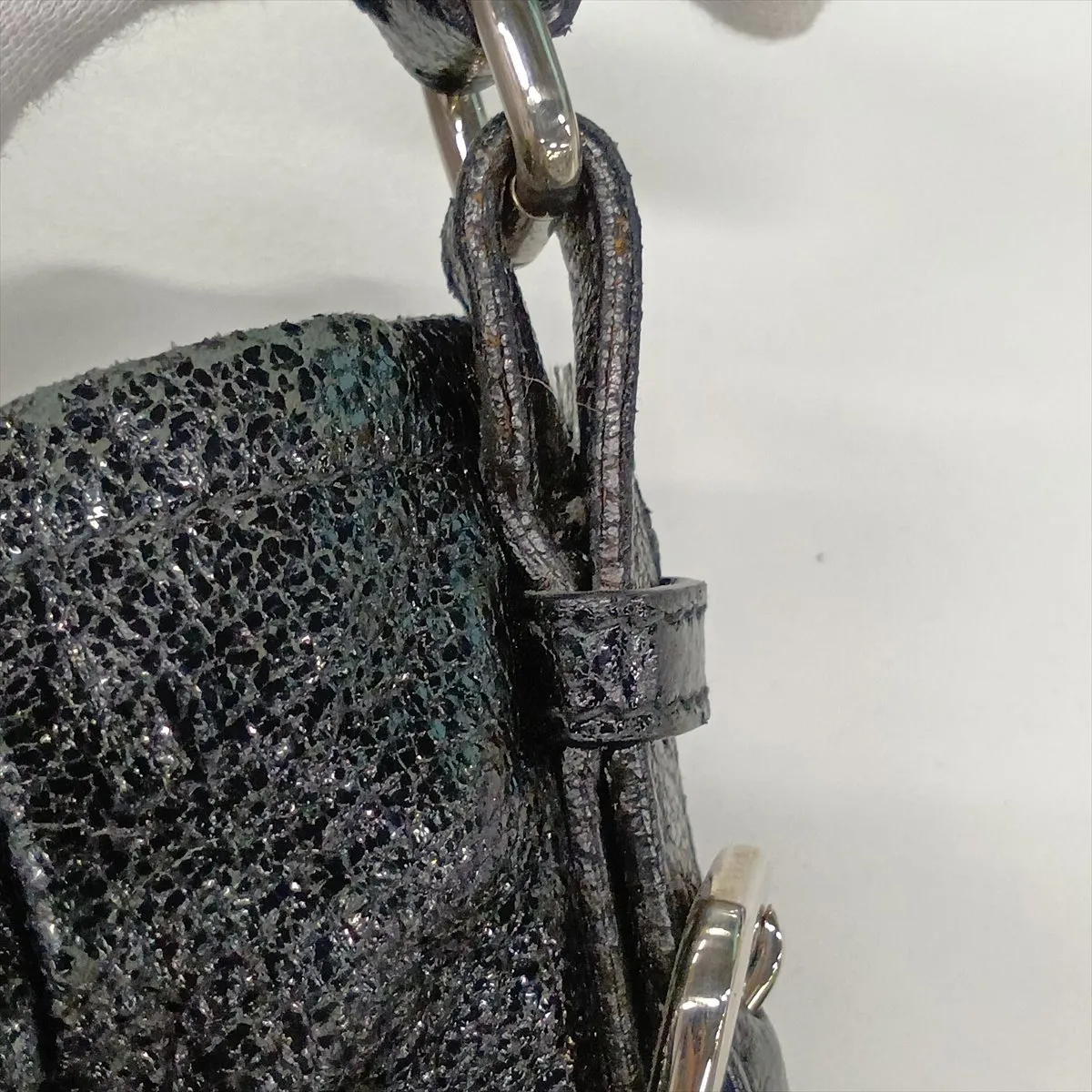 Leather Chain Shoulder Bag, Black BR3797 — view 13