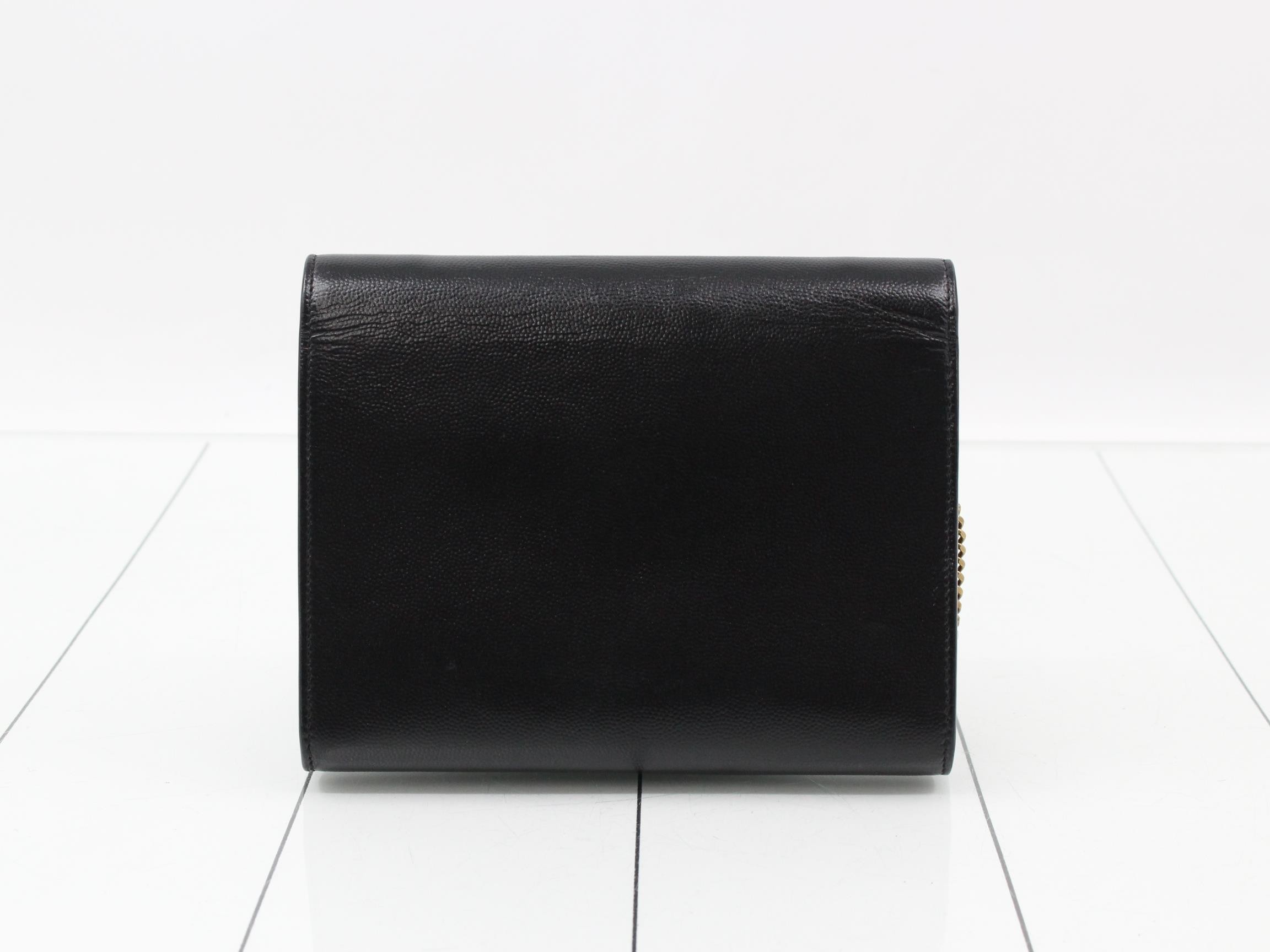 Leather Chain Shoulder Bag, Black — view 2
