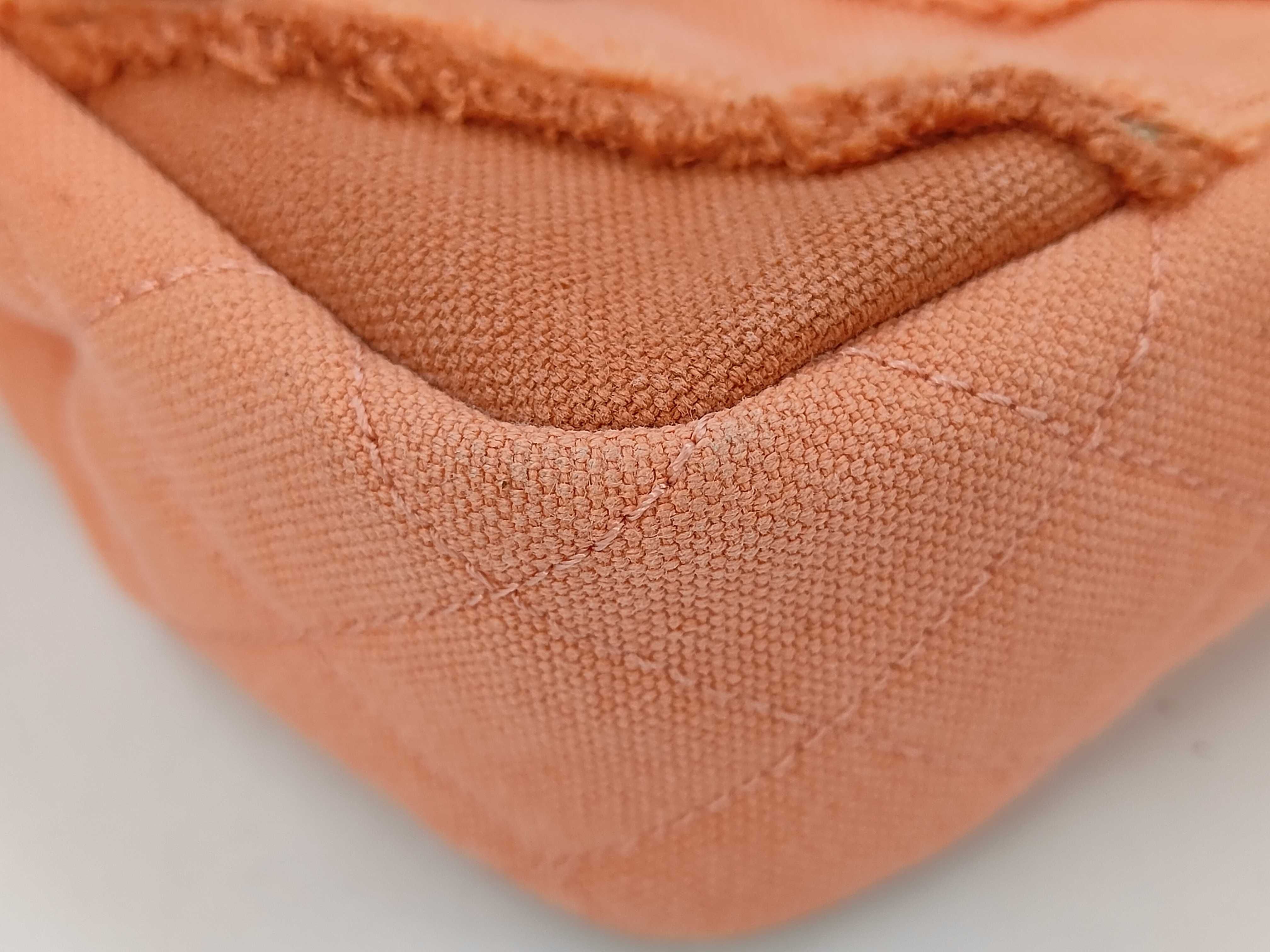 V-stitch canvas single flap orange shoulder bag — view 4