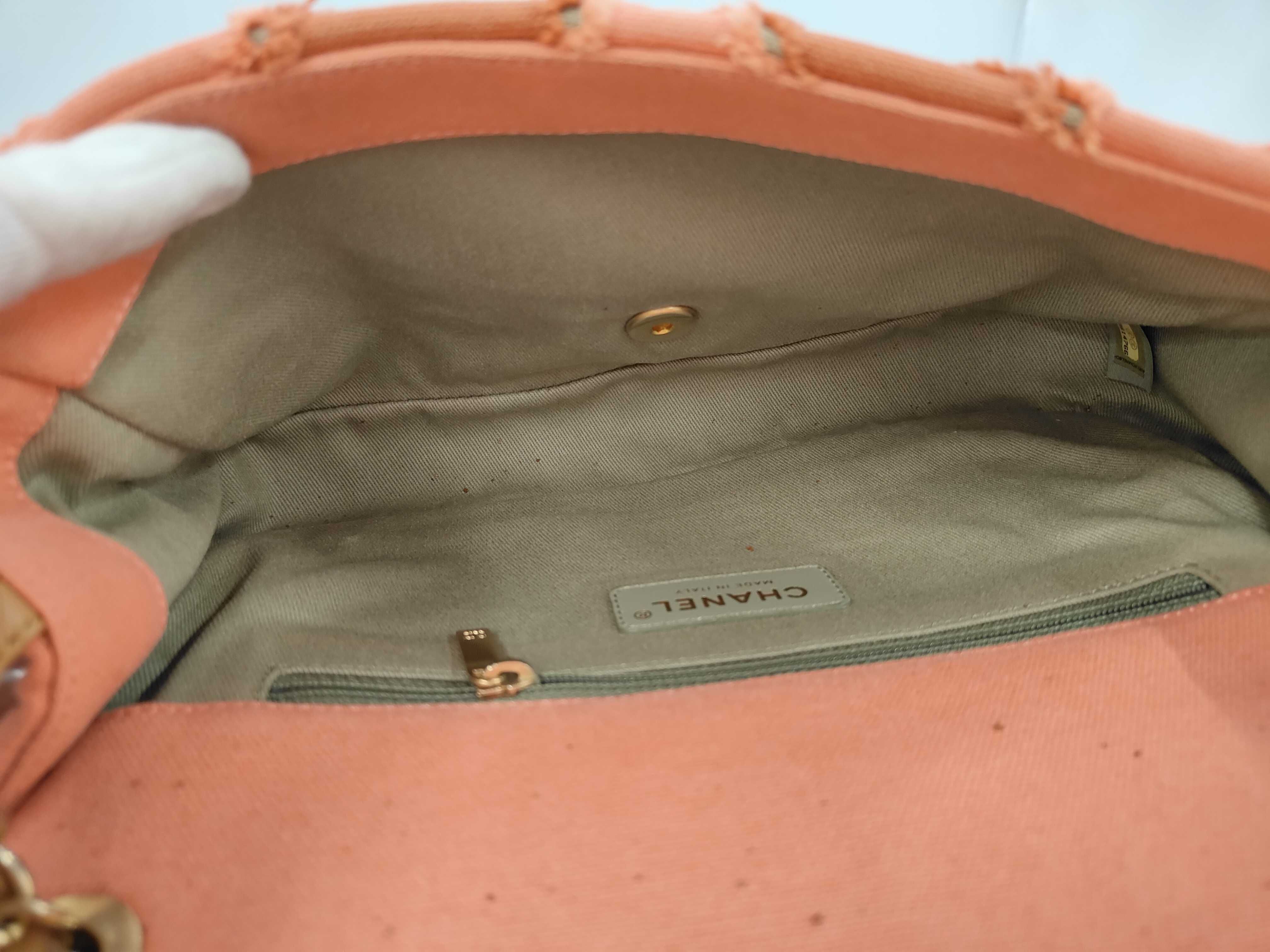 V-stitch canvas single flap orange shoulder bag — view 8