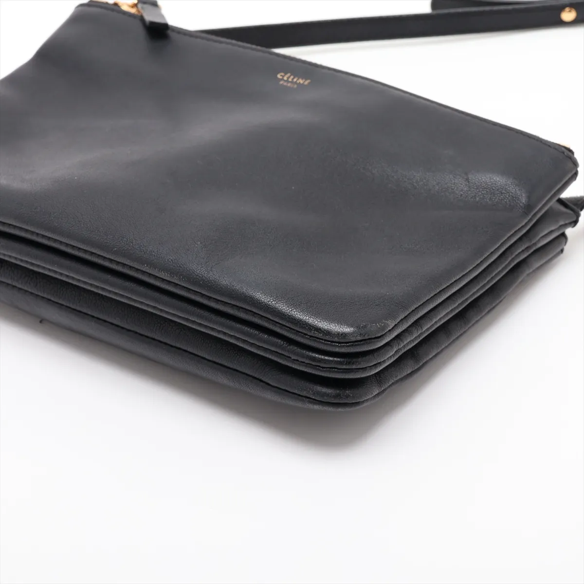 Trio Leather Shoulder Bag, Black — view 3