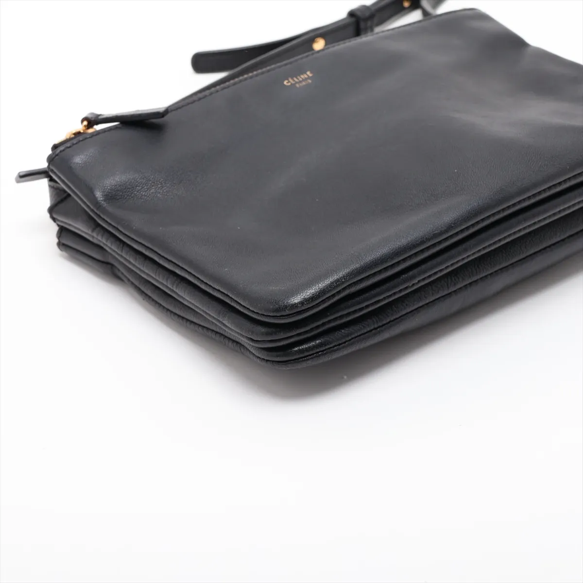 Trio Leather Shoulder Bag, Black — view 4