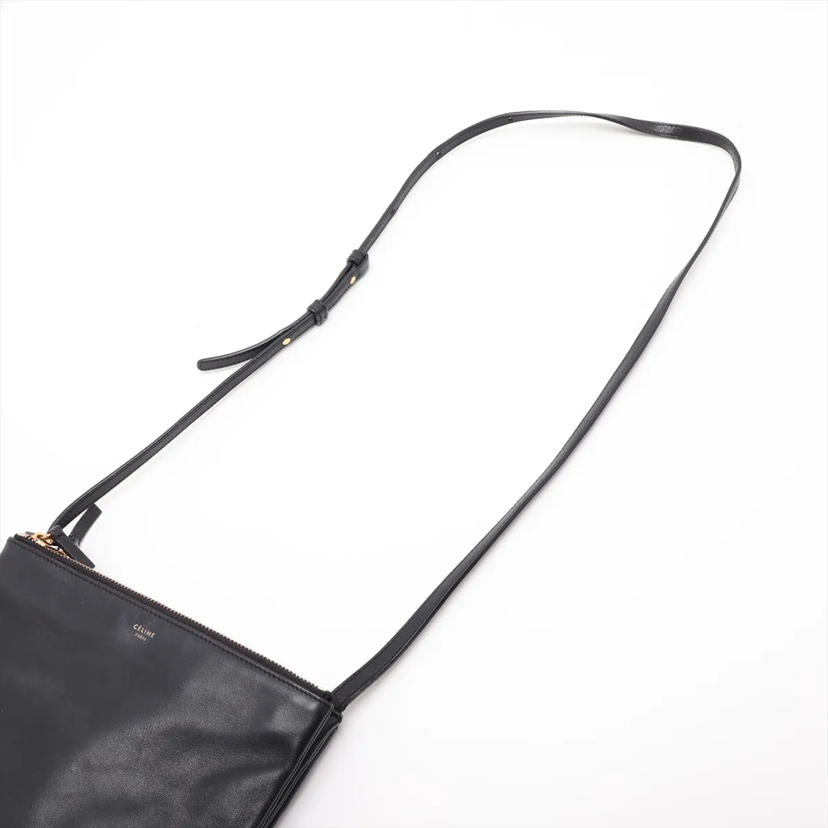 Trio Leather Shoulder Bag, Black — view 5