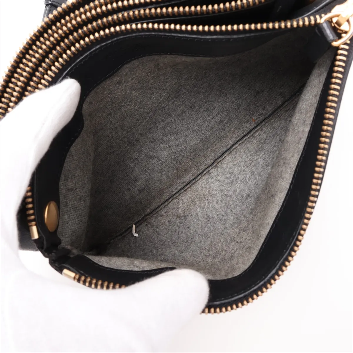 Trio Leather Shoulder Bag, Black — view 8