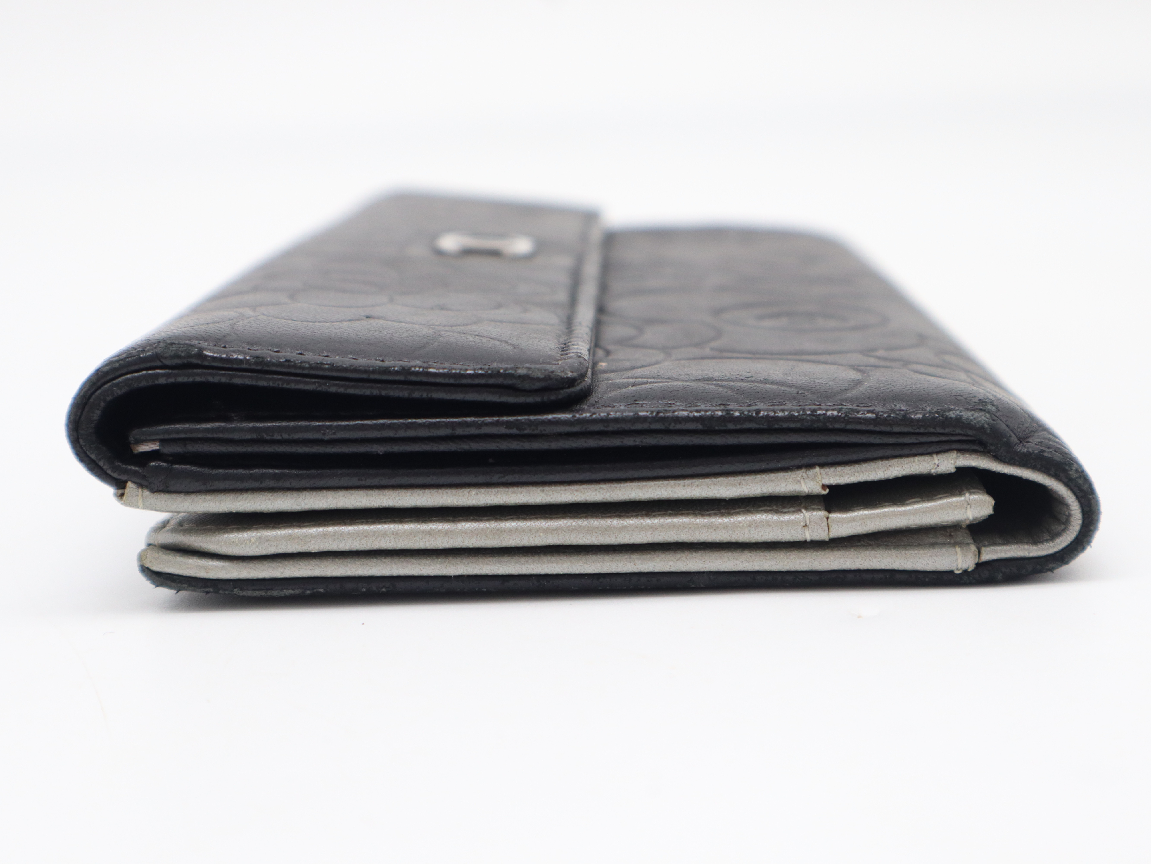 Lambskin Camellia Long Wallet, Black, with Seal and Card Holder, Item Number 15396338, with Guarantee Card and Box. — view 5