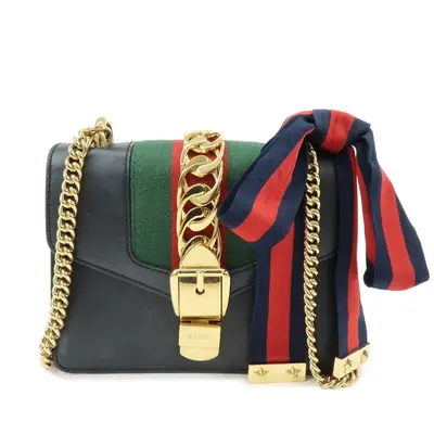 Calfskin Mini Sylvie Shoulder Bag Black