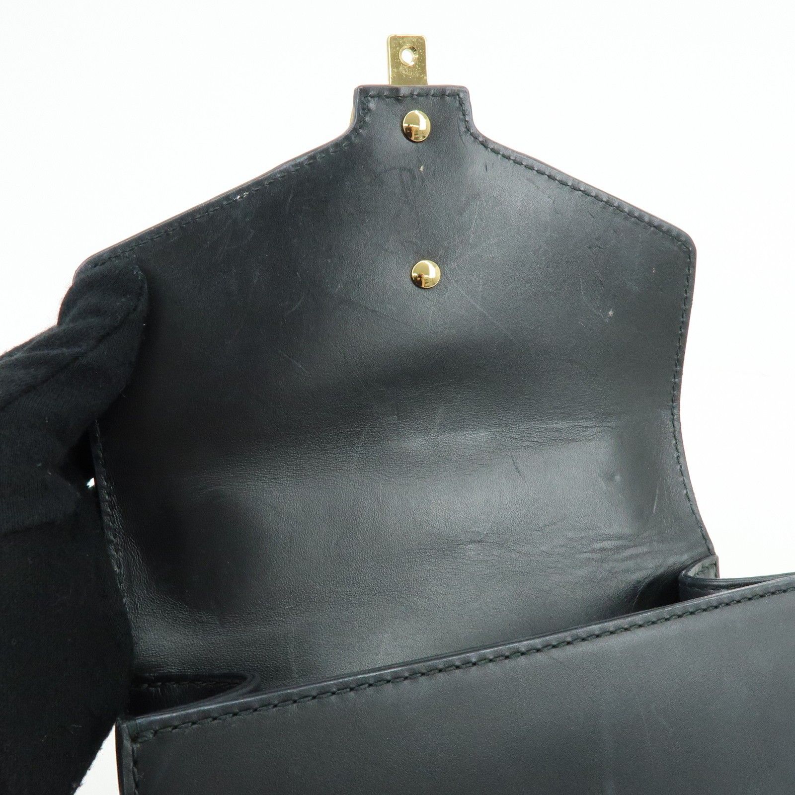 Calfskin Mini Sylvie Shoulder Bag Black — view 18