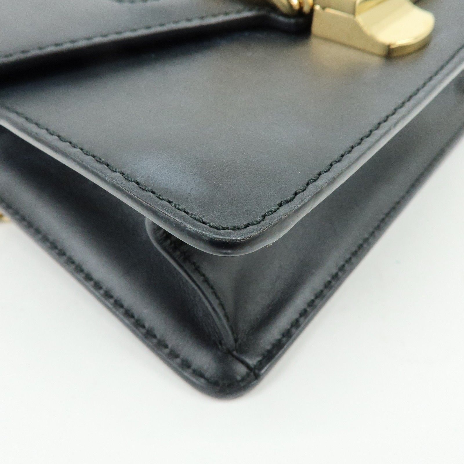 Calfskin Mini Sylvie Shoulder Bag Black — view 9