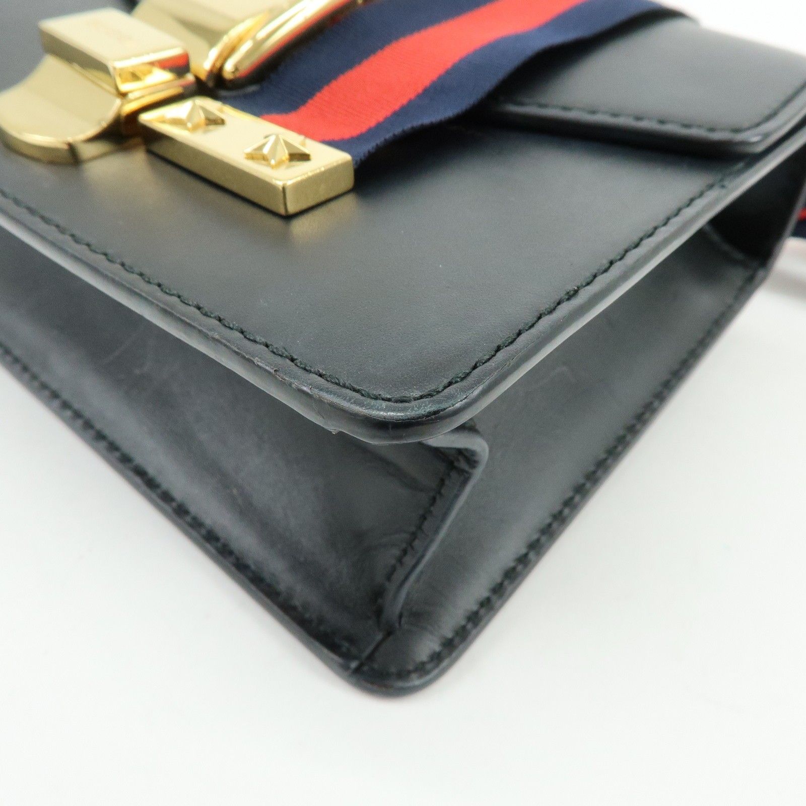 Calfskin Mini Sylvie Shoulder Bag Black — view 10