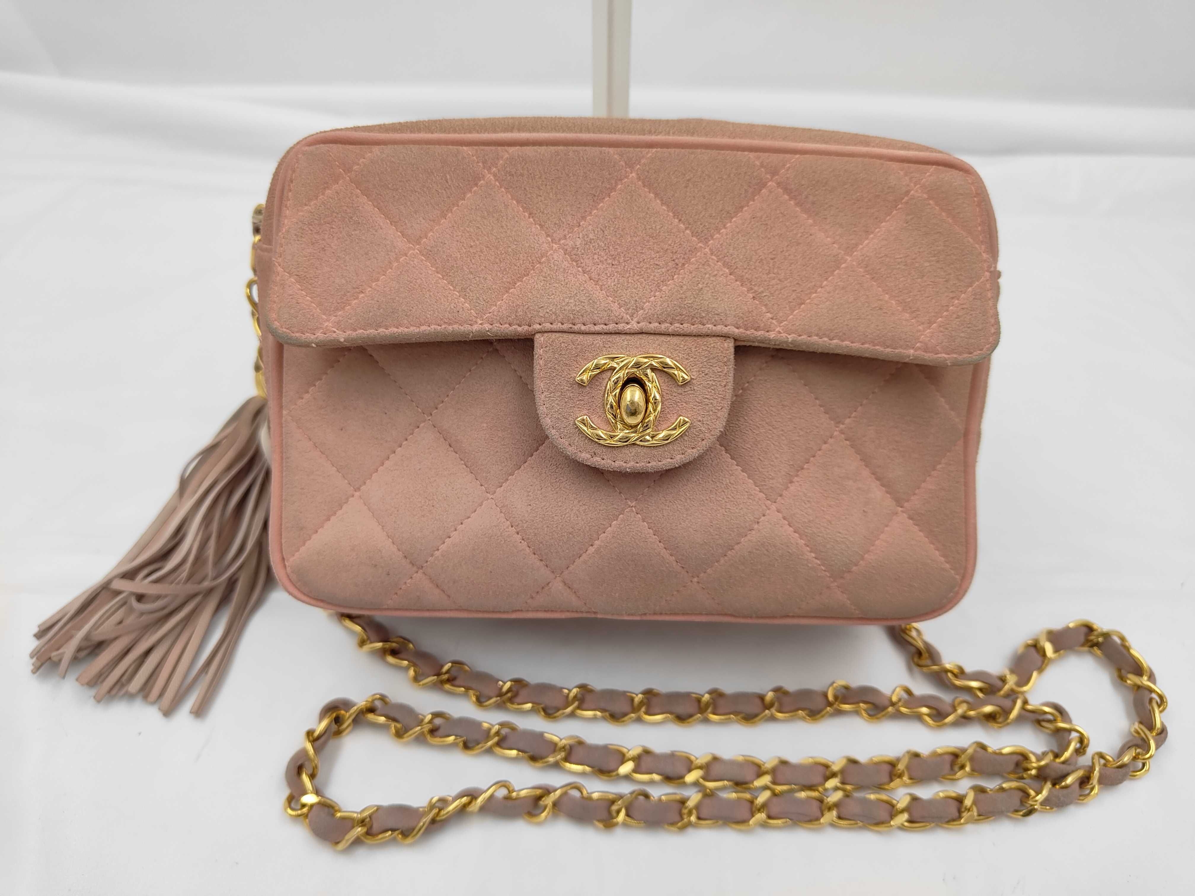 Matelassé Vintage Linen Fringe Chain Shoulder Bag