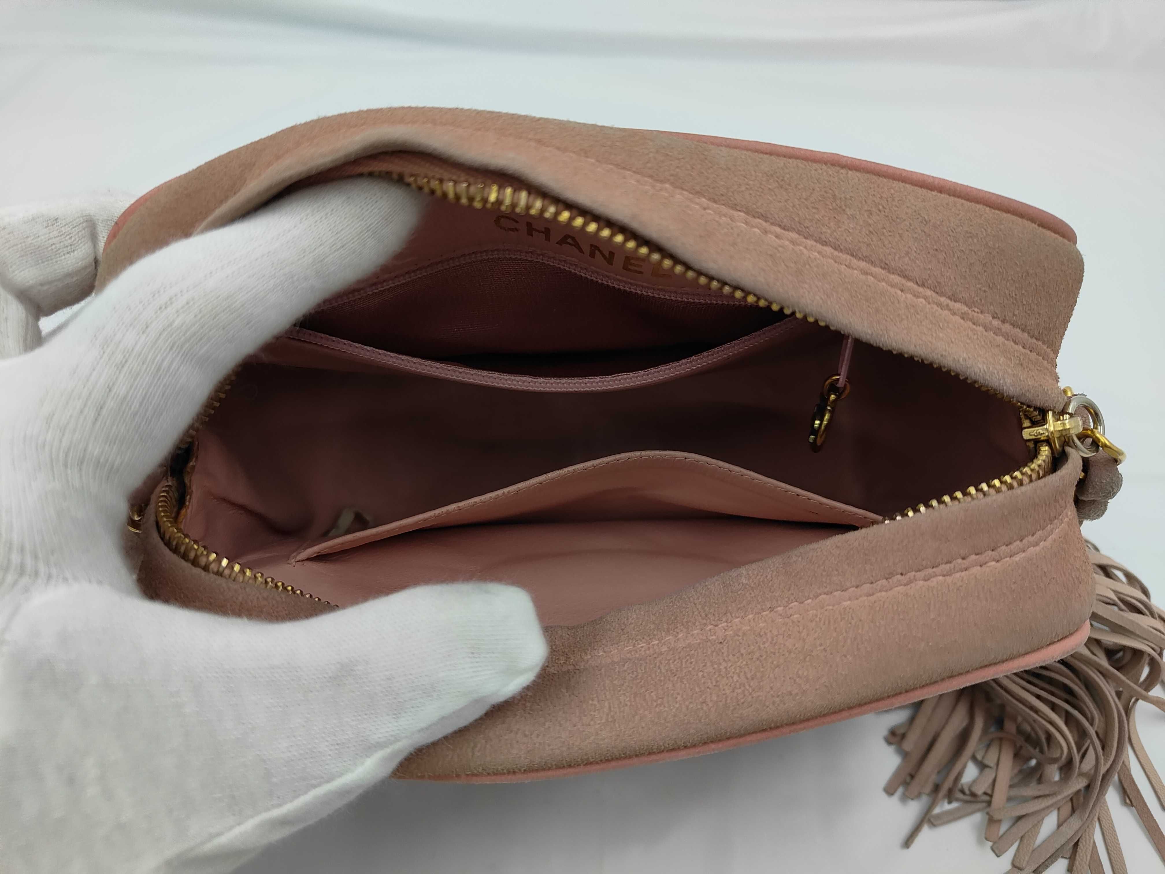 Matelassé Vintage Linen Fringe Chain Shoulder Bag — view 8