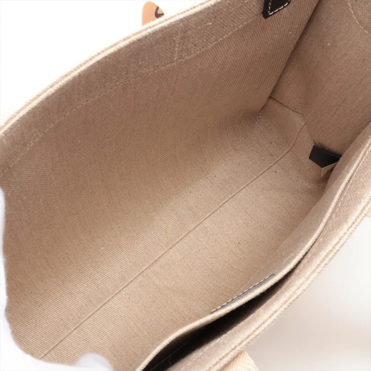 Woody Medium Canvas x Leather Tote Bag Beige x Black — view 7