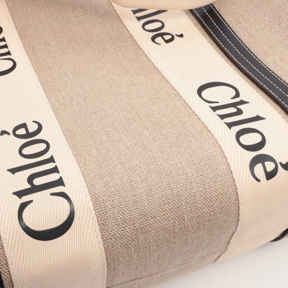Woody Medium Canvas x Leather Tote Bag Beige x Black — view 10