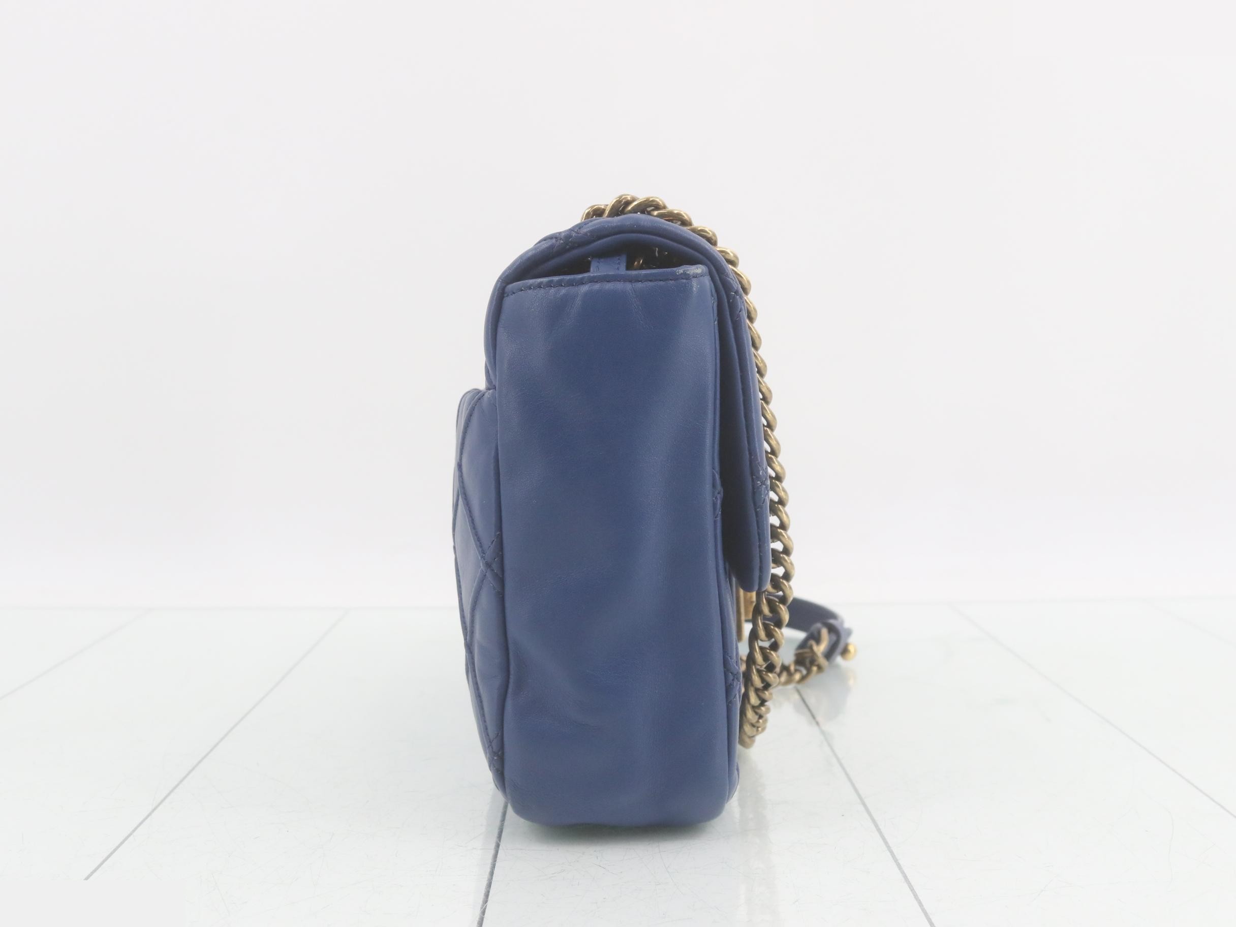 Matelassé 2.55 Small Chain Shoulder Bag, Lambskin, Blue, Series 17 — view 4