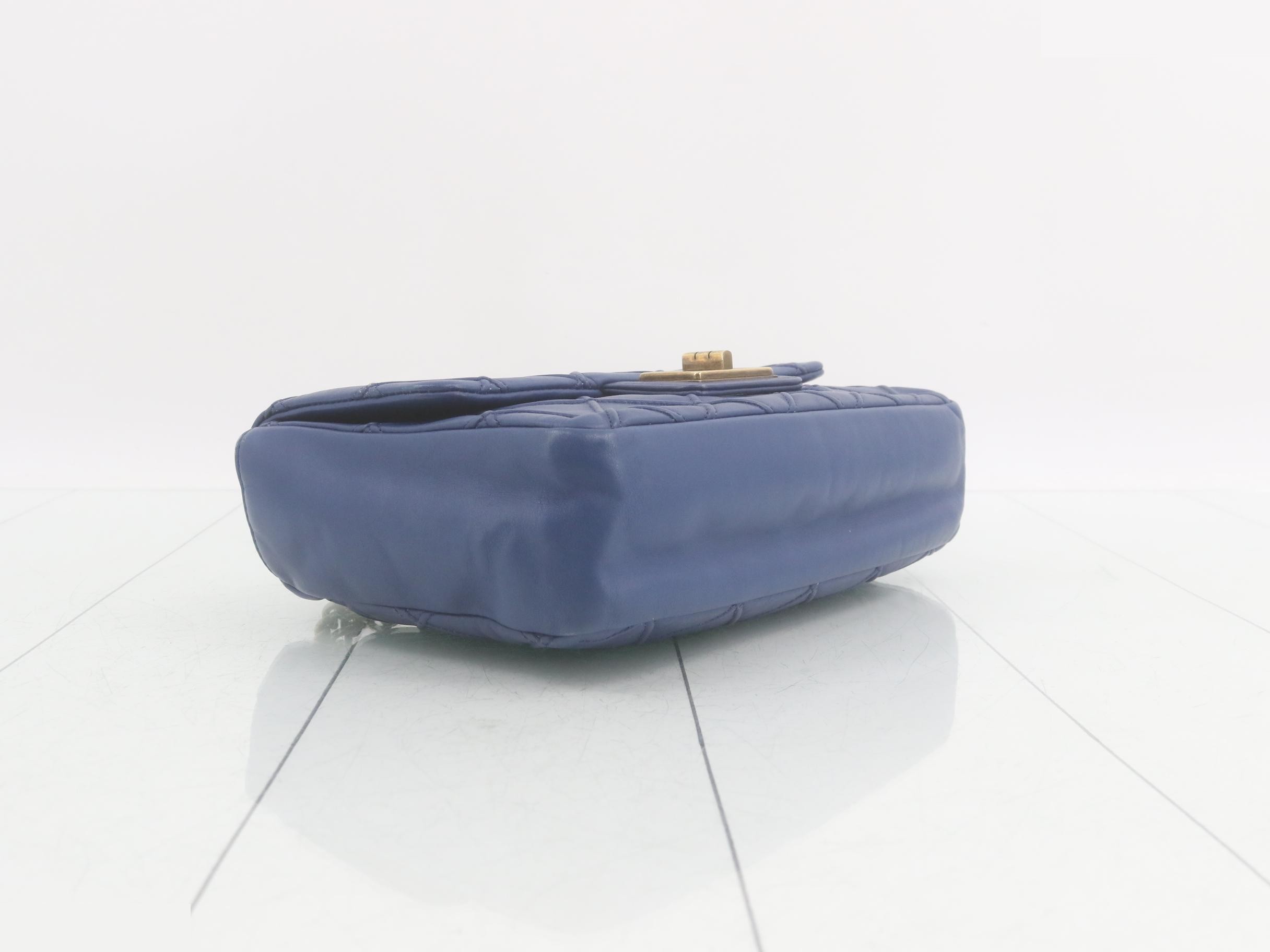 Matelassé 2.55 Small Chain Shoulder Bag, Lambskin, Blue, Series 17 — view 5
