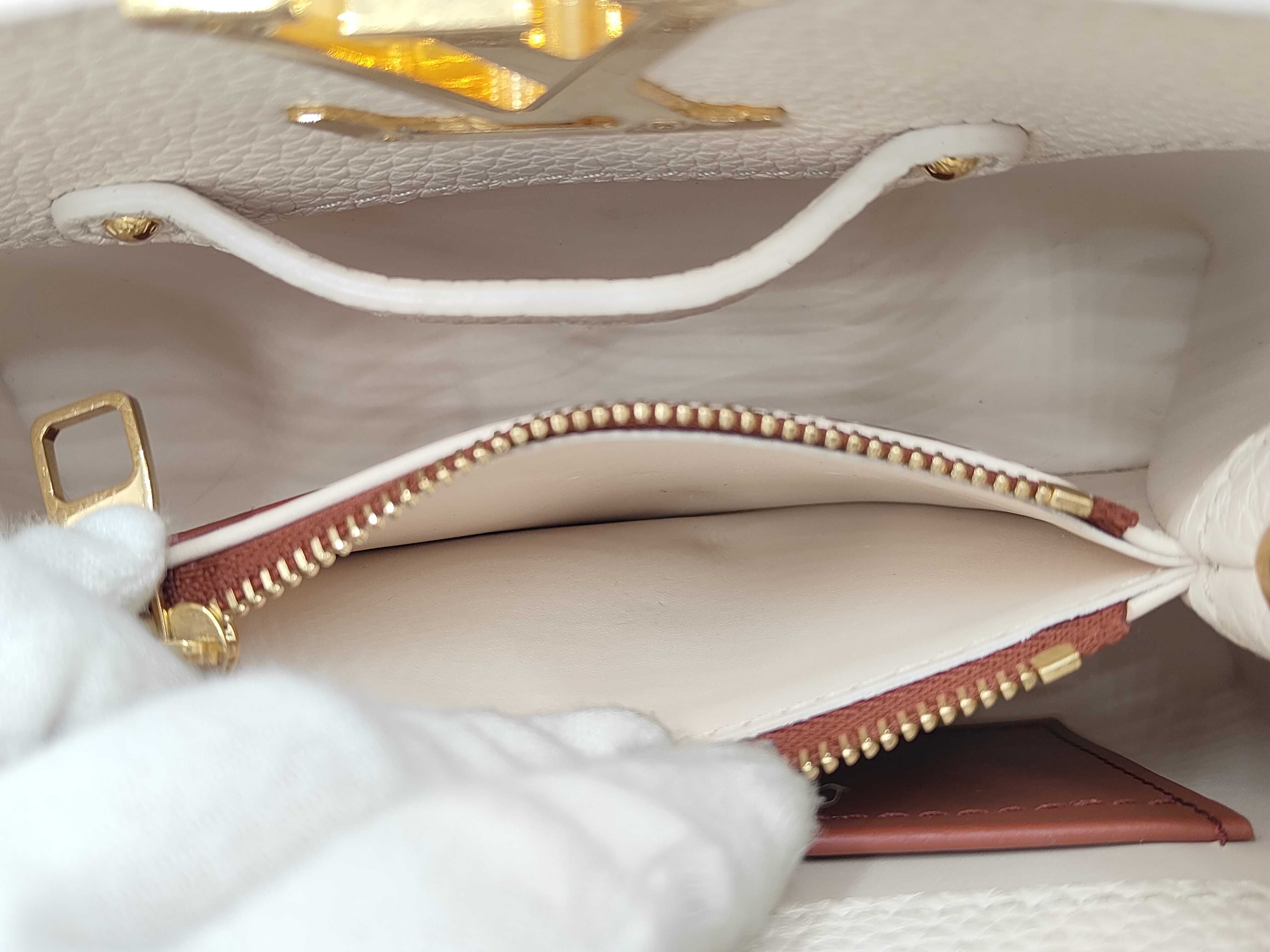 Capucines Mini Ivory Taurillon Handbag — view 9