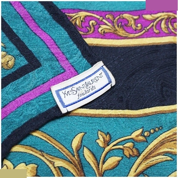silk scarf, green and black, with tags. — view 4