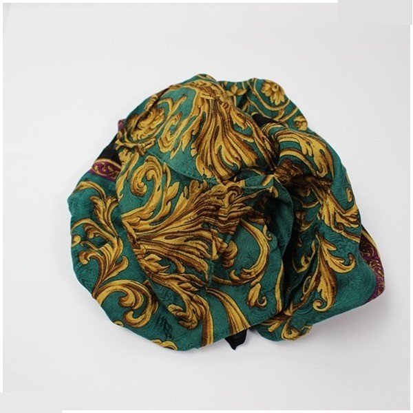 silk scarf, green and black, with tags. — view 5