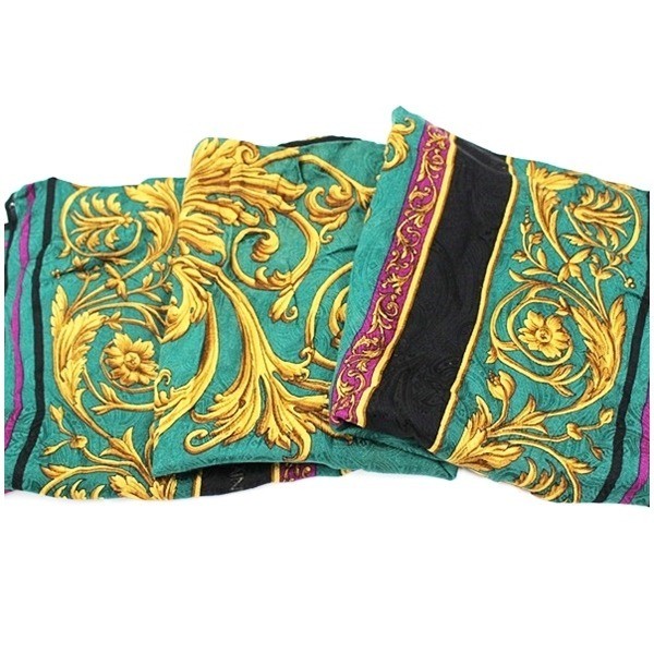 silk scarf, green and black, with tags. — view 6