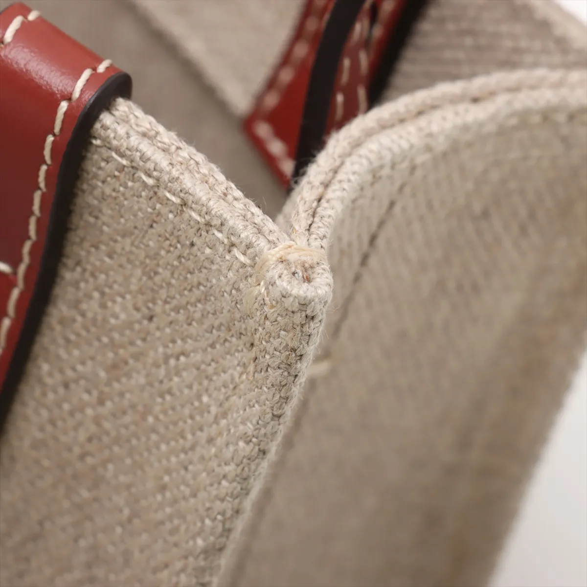 Woody Nano Canvas x Leather 2-Way Handbag, Beige x Brown — view 11
