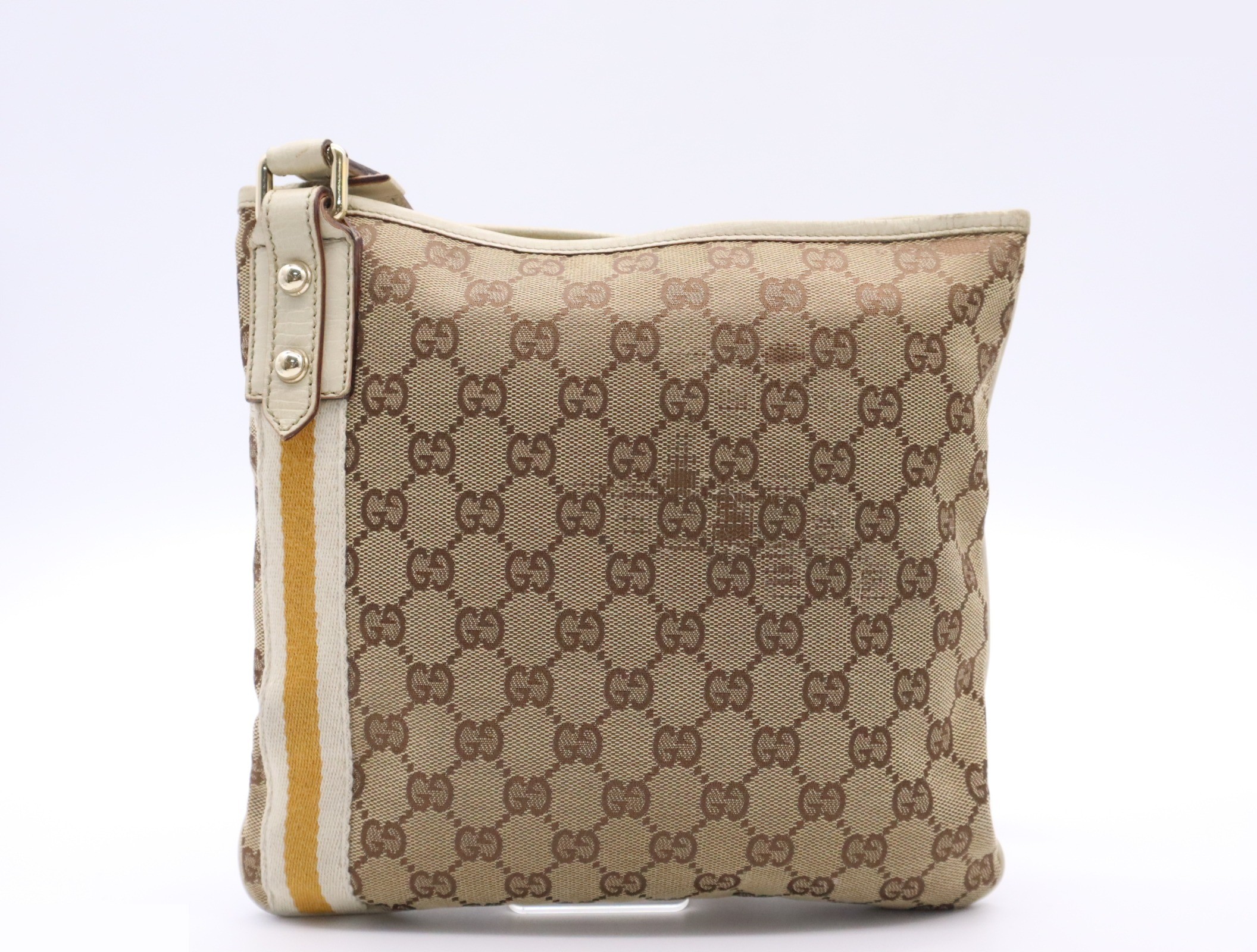 Canvas x Leather Sherry Line Shoulder Bag Beige Orange — view 2