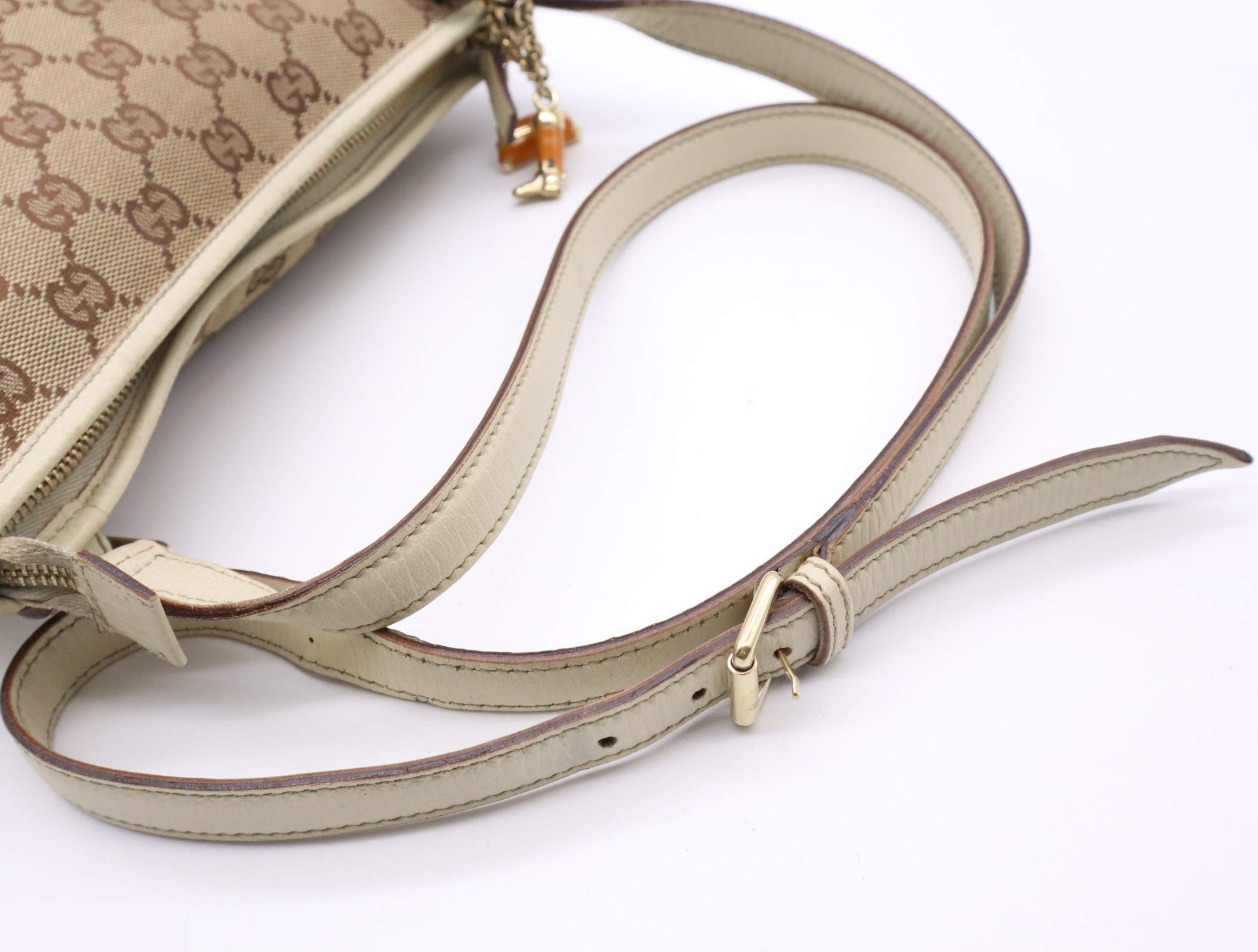 Canvas x Leather Sherry Line Shoulder Bag Beige Orange — view 6