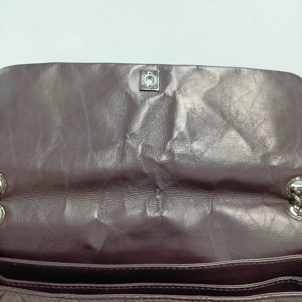 Matelassé Vintage Calf Single Flap Double Chain Bag, Purple, Silver Hardware, 16907516 (Serial Number 16) — view 14