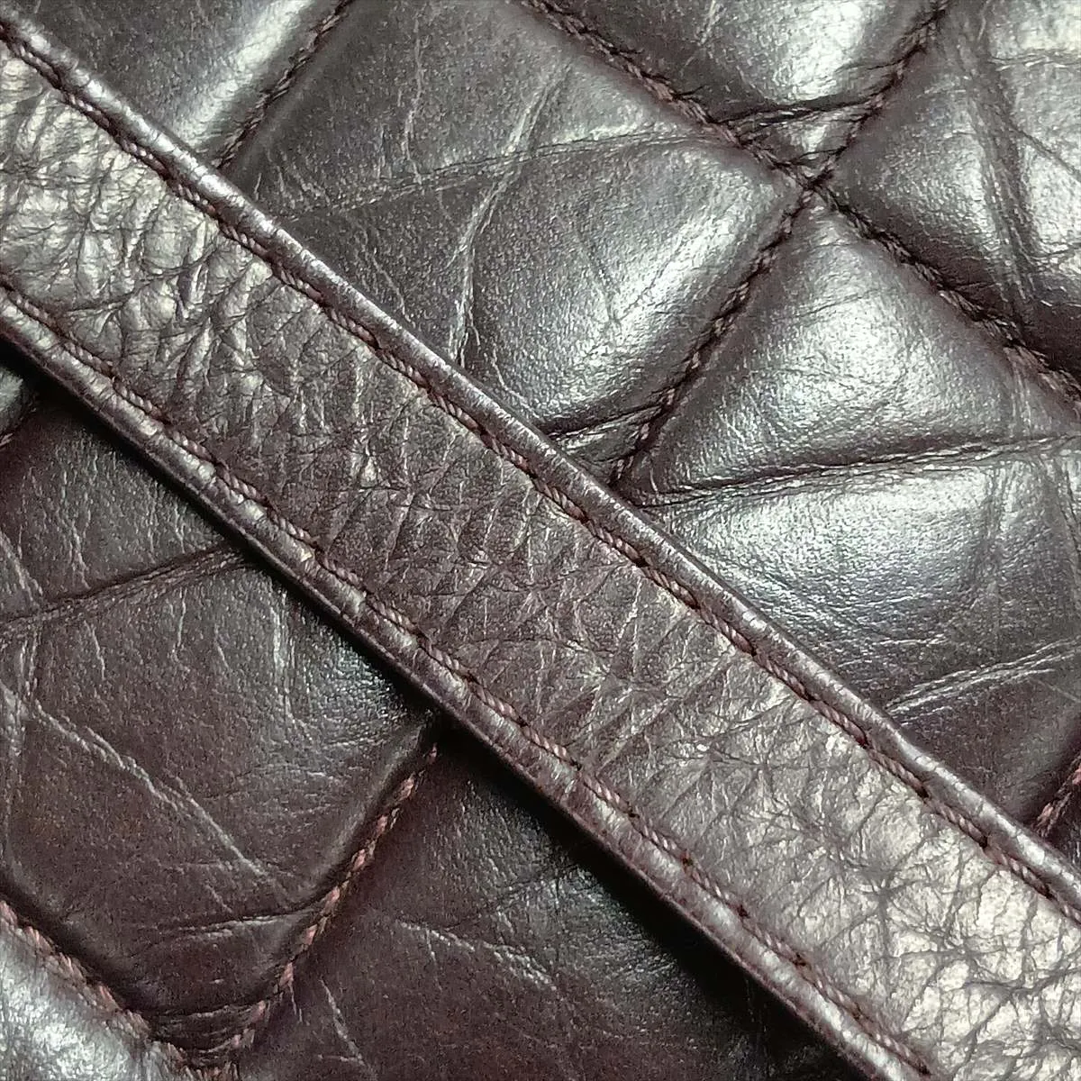 Matelassé Vintage Calf Single Flap Double Chain Bag, Purple, Silver Hardware, 16907516 (Serial Number 16) — view 15