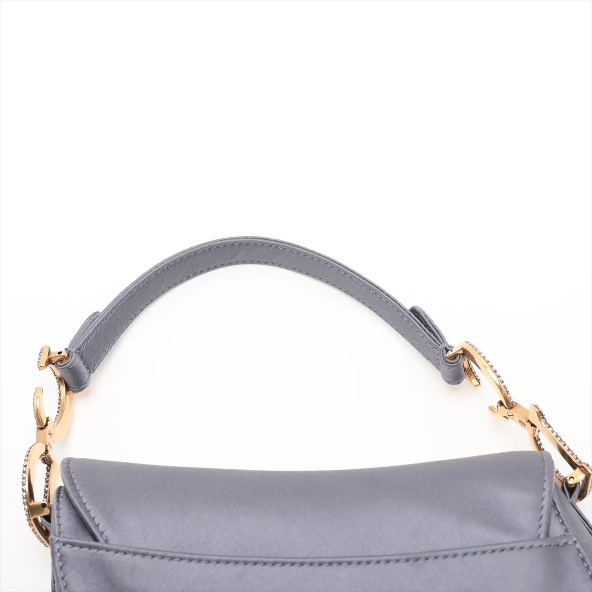 Saddle Satin x Rhinestone Shoulder Bag, Blue — view 6