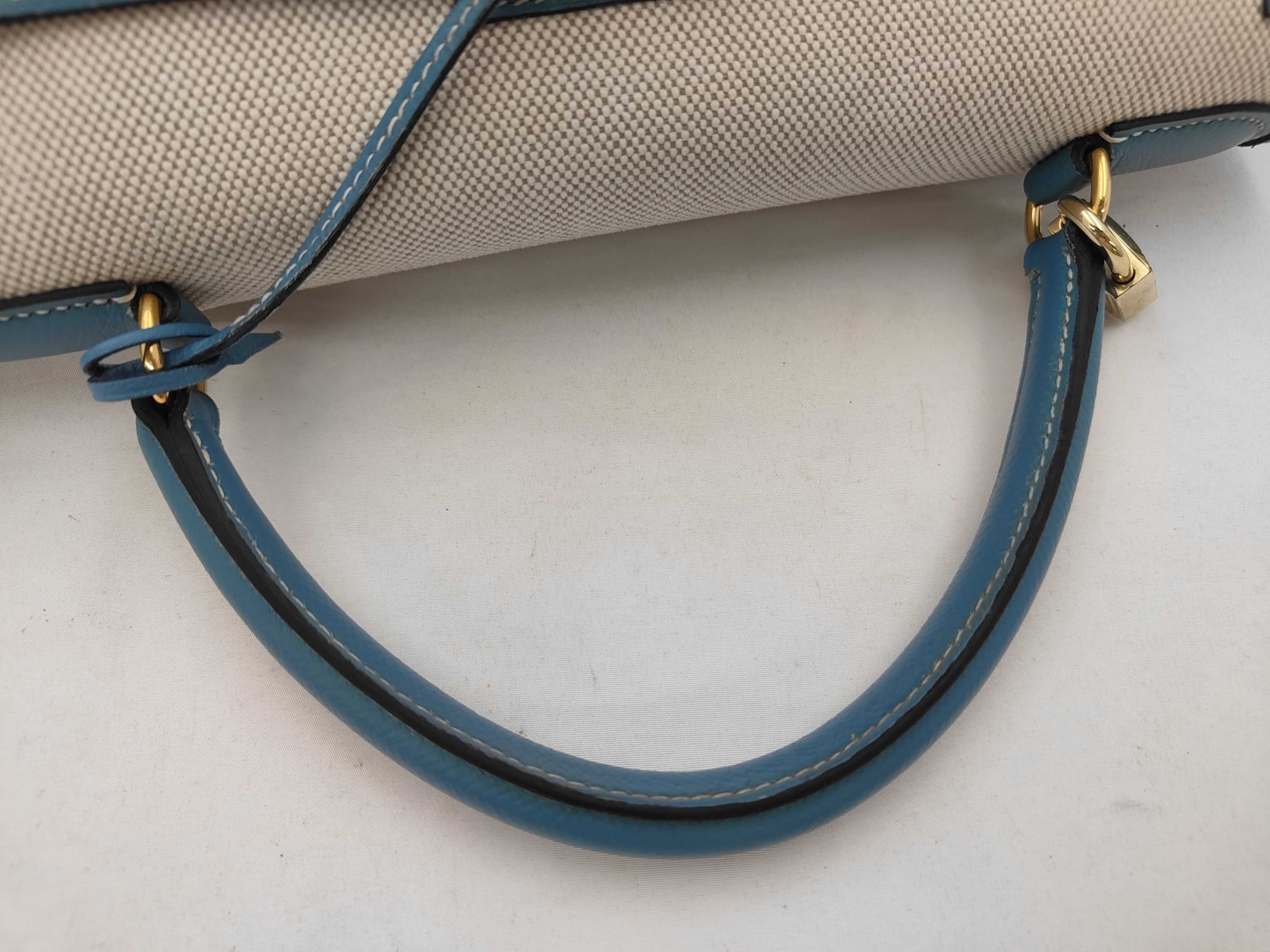 Kelly 32 Handbag, Toile Epsom Leather, Blue, Gold Hardware, B Stamp, ST Bag — view 3