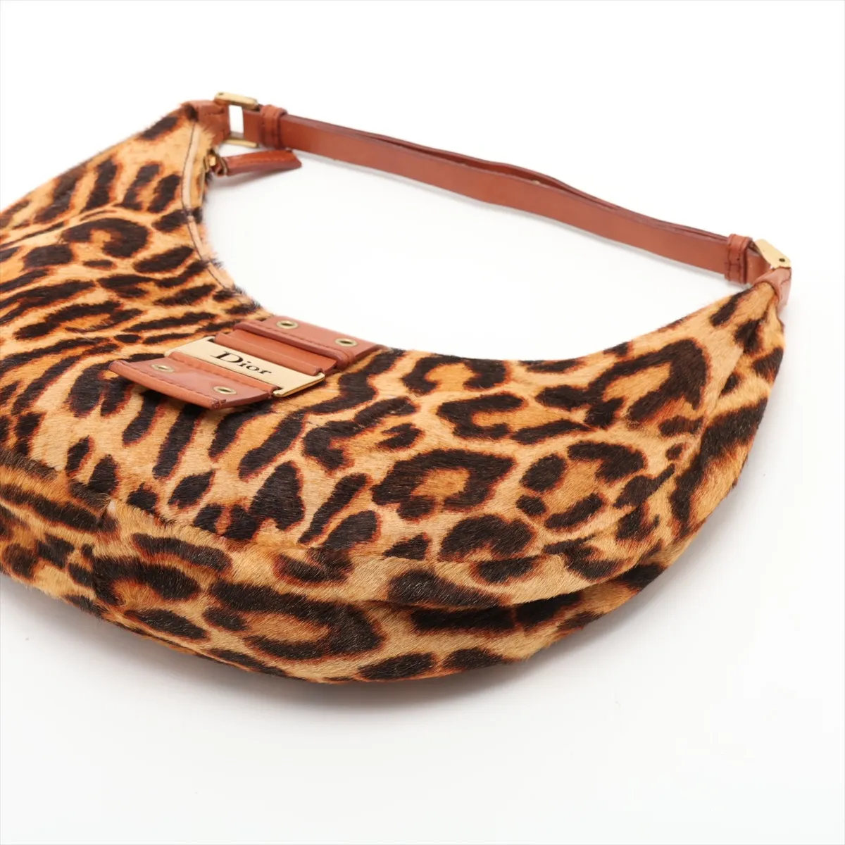 Street Chic Calf Hair x Leather Shoulder Bag, Brown — view 3