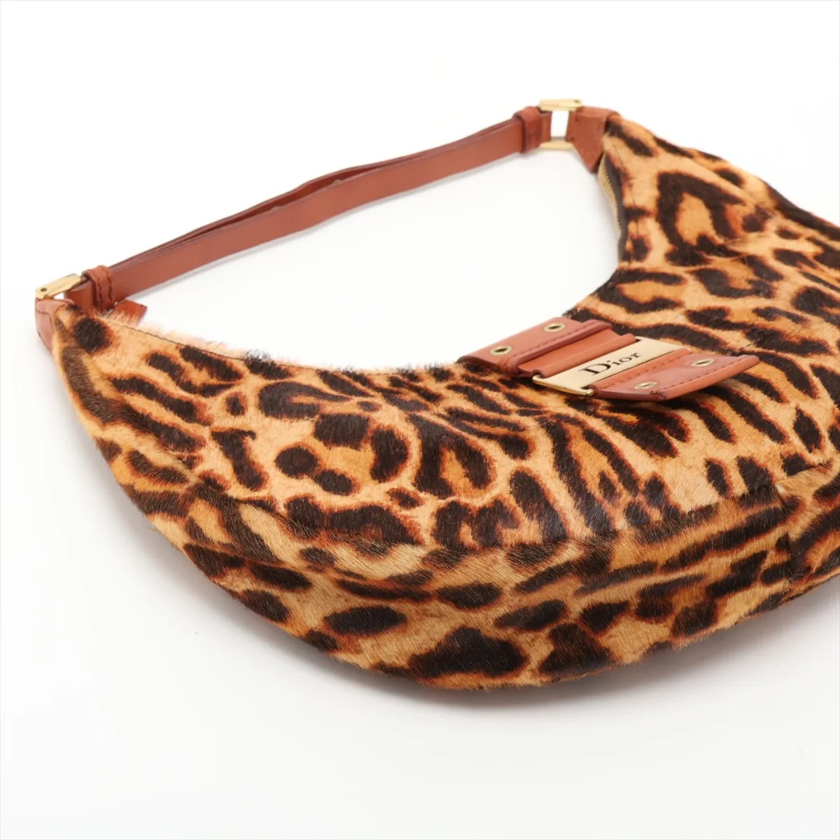 Street Chic Calf Hair x Leather Shoulder Bag, Brown — view 4