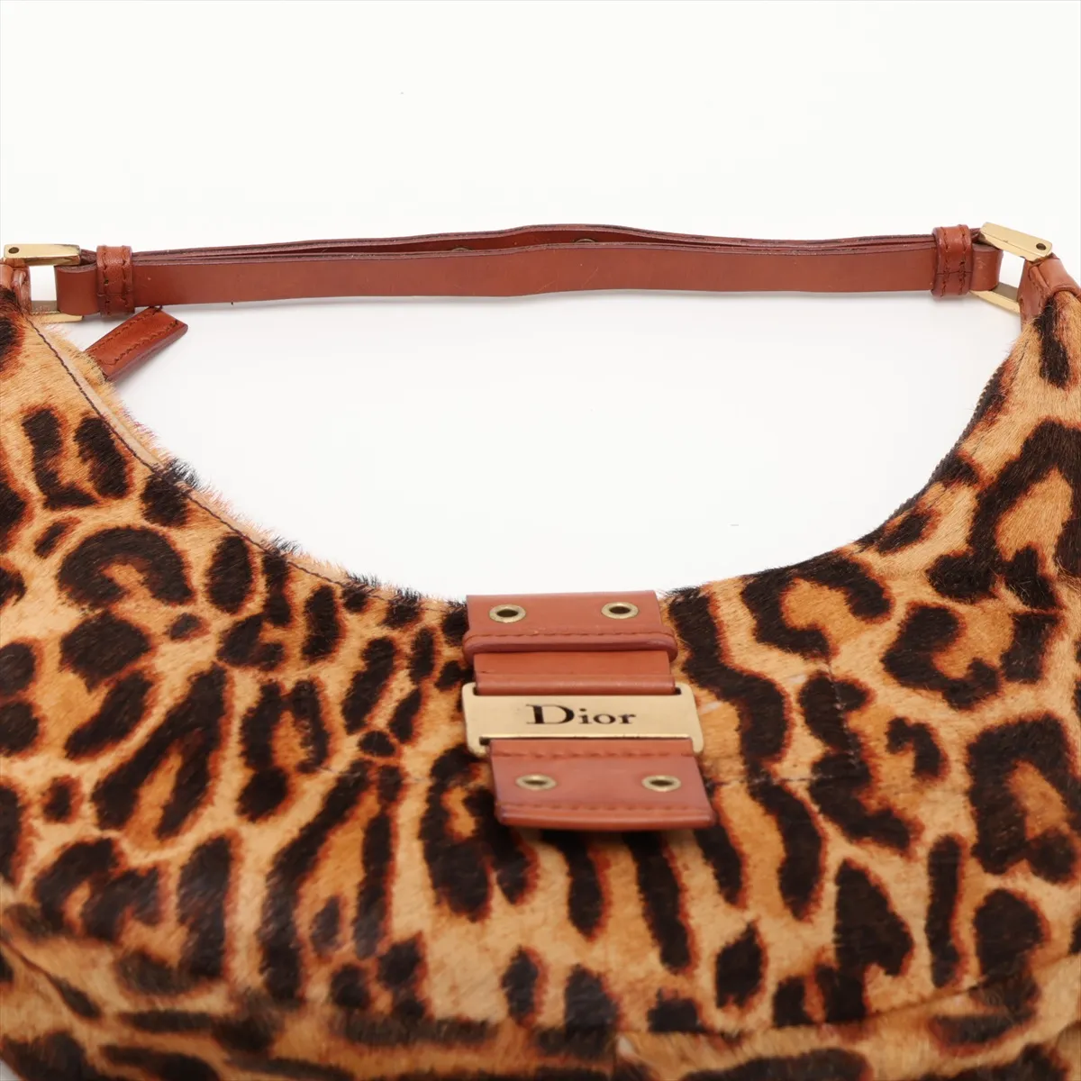 Street Chic Calf Hair x Leather Shoulder Bag, Brown — view 6