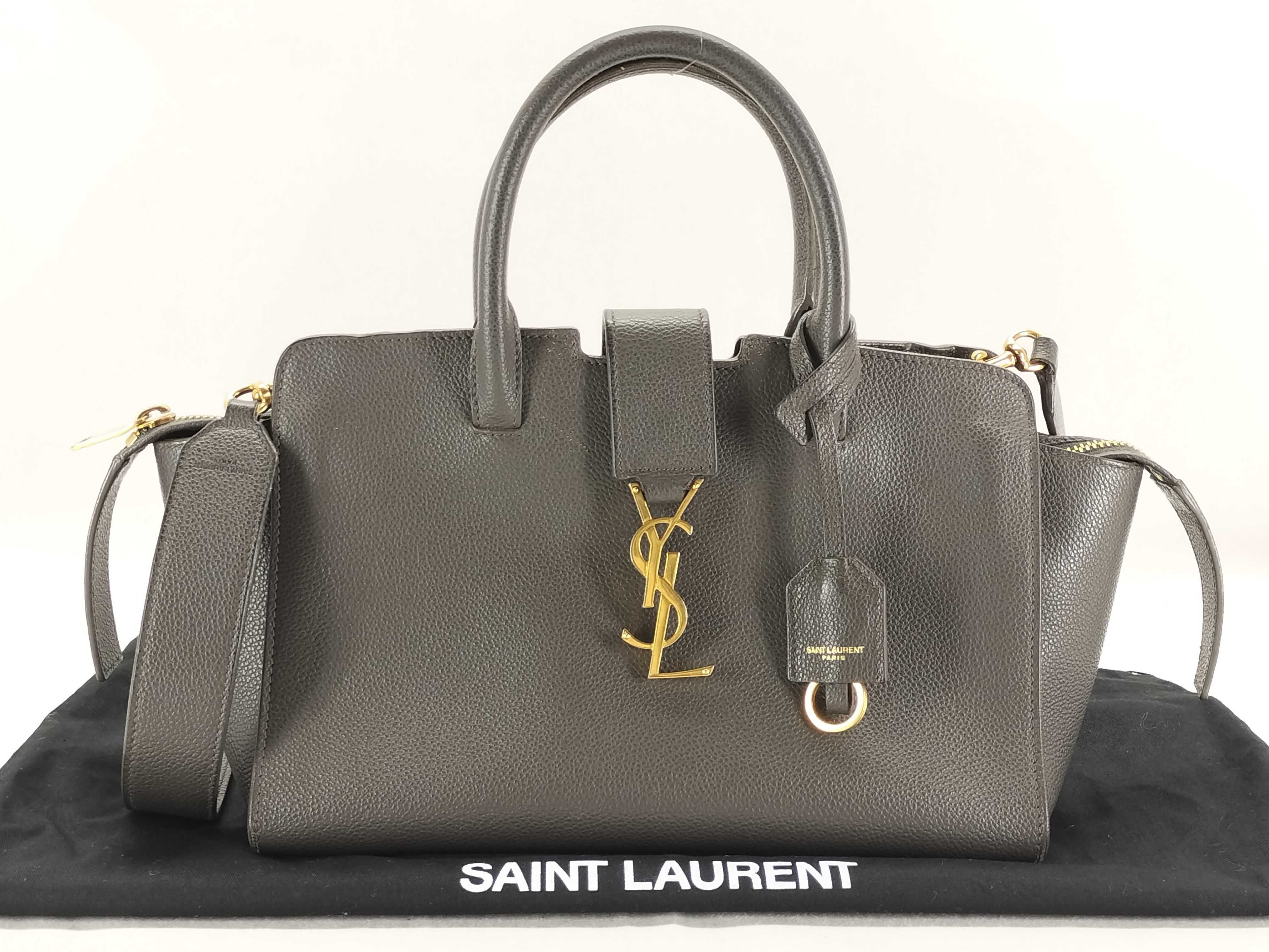 Downtown Cabas Leather Handbag, Greige, 635346 (Handbag)