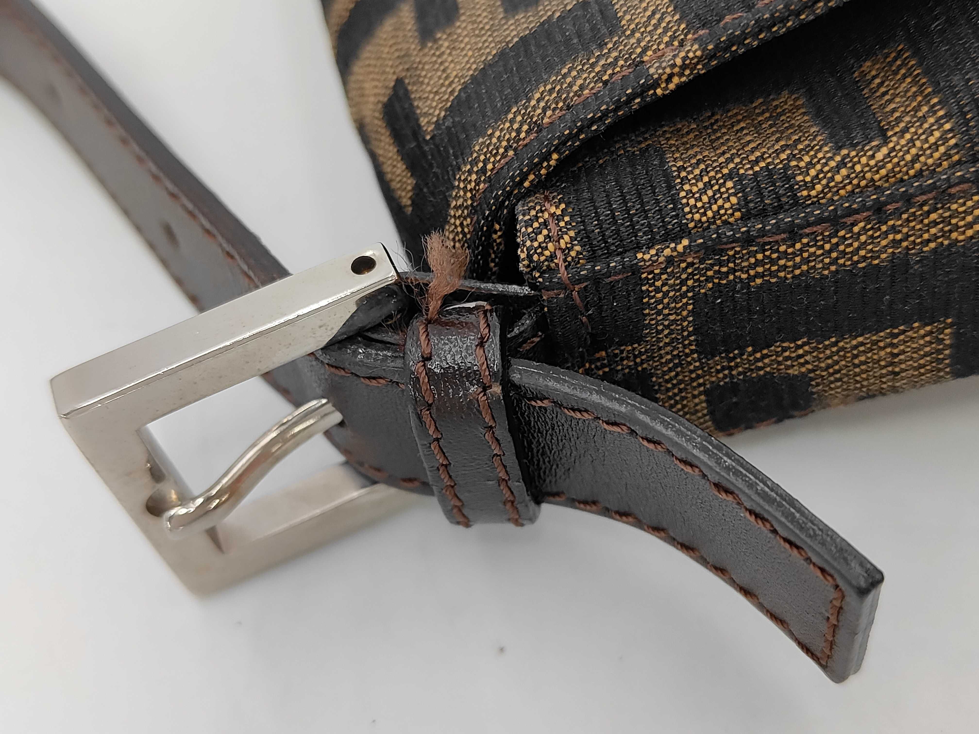 Zucca pattern one-shoulder bag, brown canvas and leather shoulder bag. — view 7