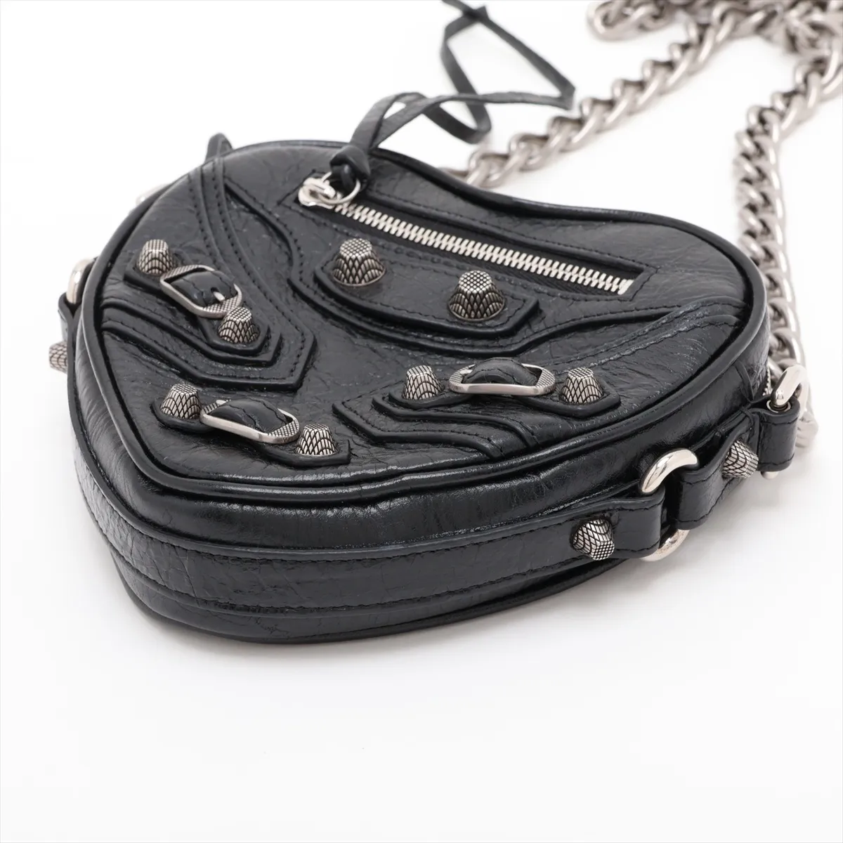 Lucagol Heart 722781 Leather Chain Shoulder Bag, Black — view 3