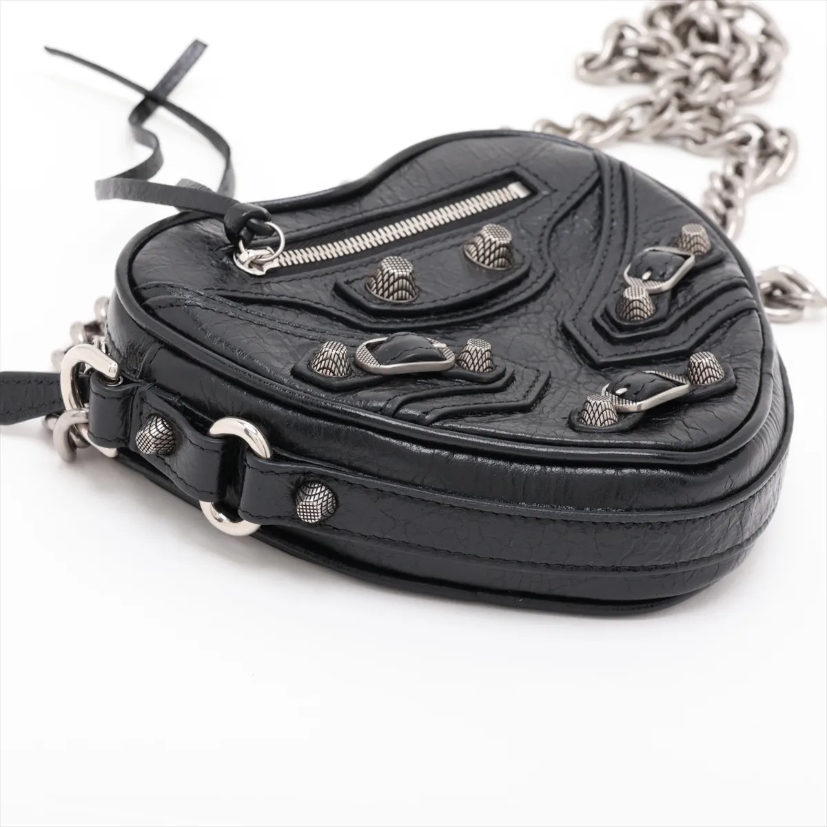 Lucagol Heart 722781 Leather Chain Shoulder Bag, Black — view 4