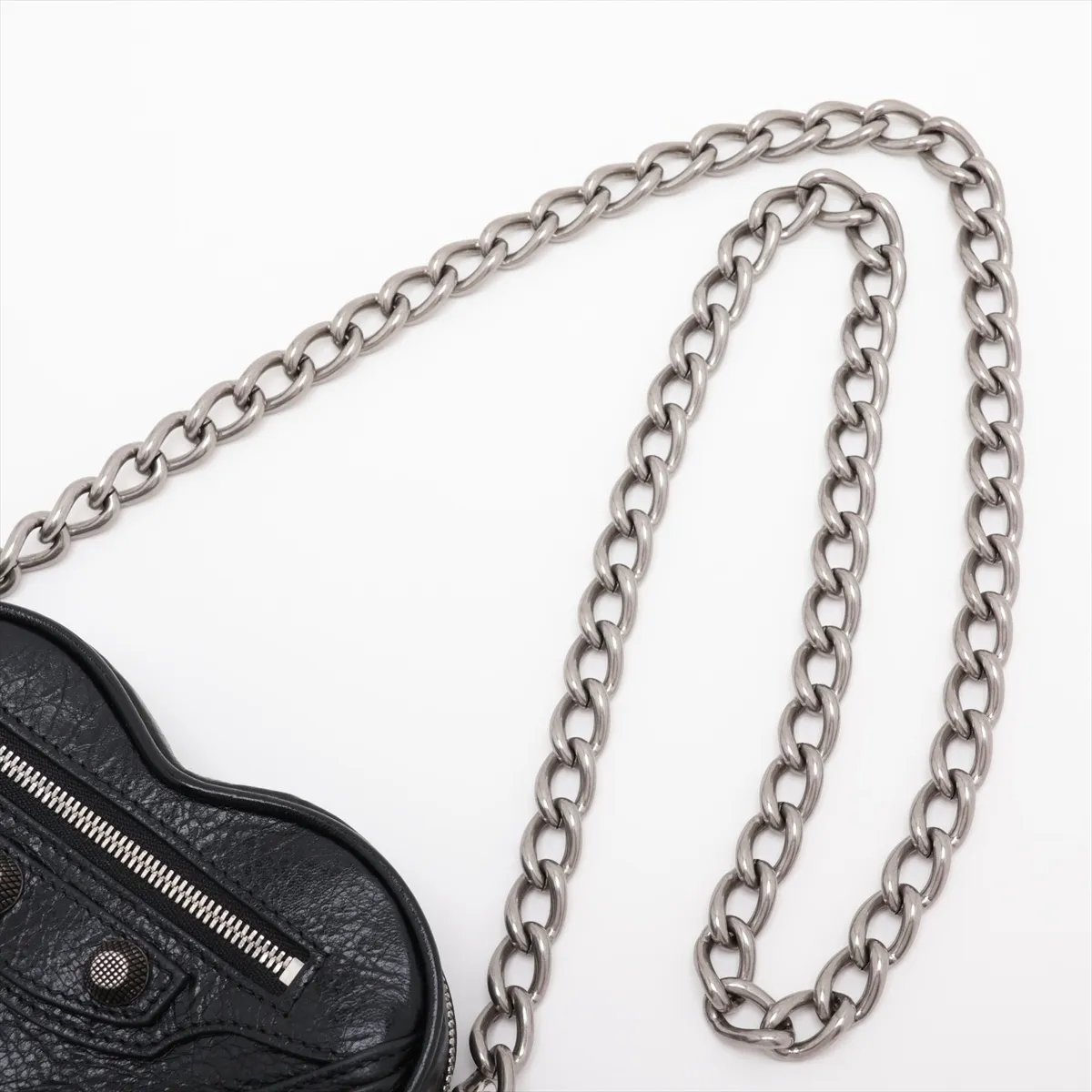 Lucagol Heart 722781 Leather Chain Shoulder Bag, Black — view 5