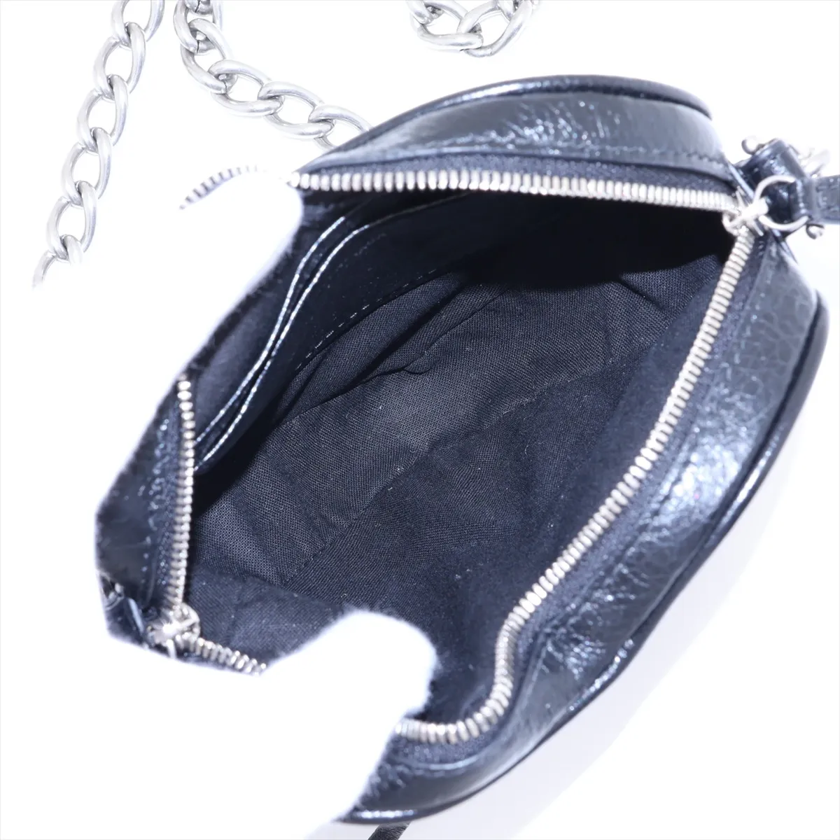 Lucagol Heart 722781 Leather Chain Shoulder Bag, Black — view 6