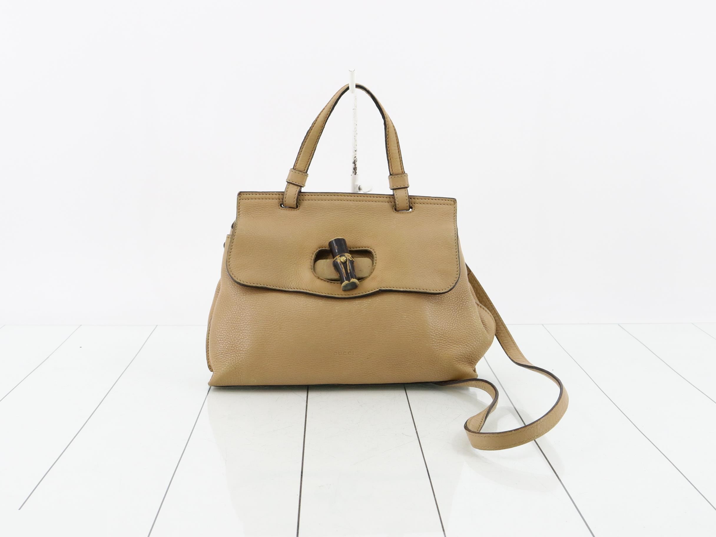 Bamboo Leather Turnlock 2-Way Shoulder/Handbag