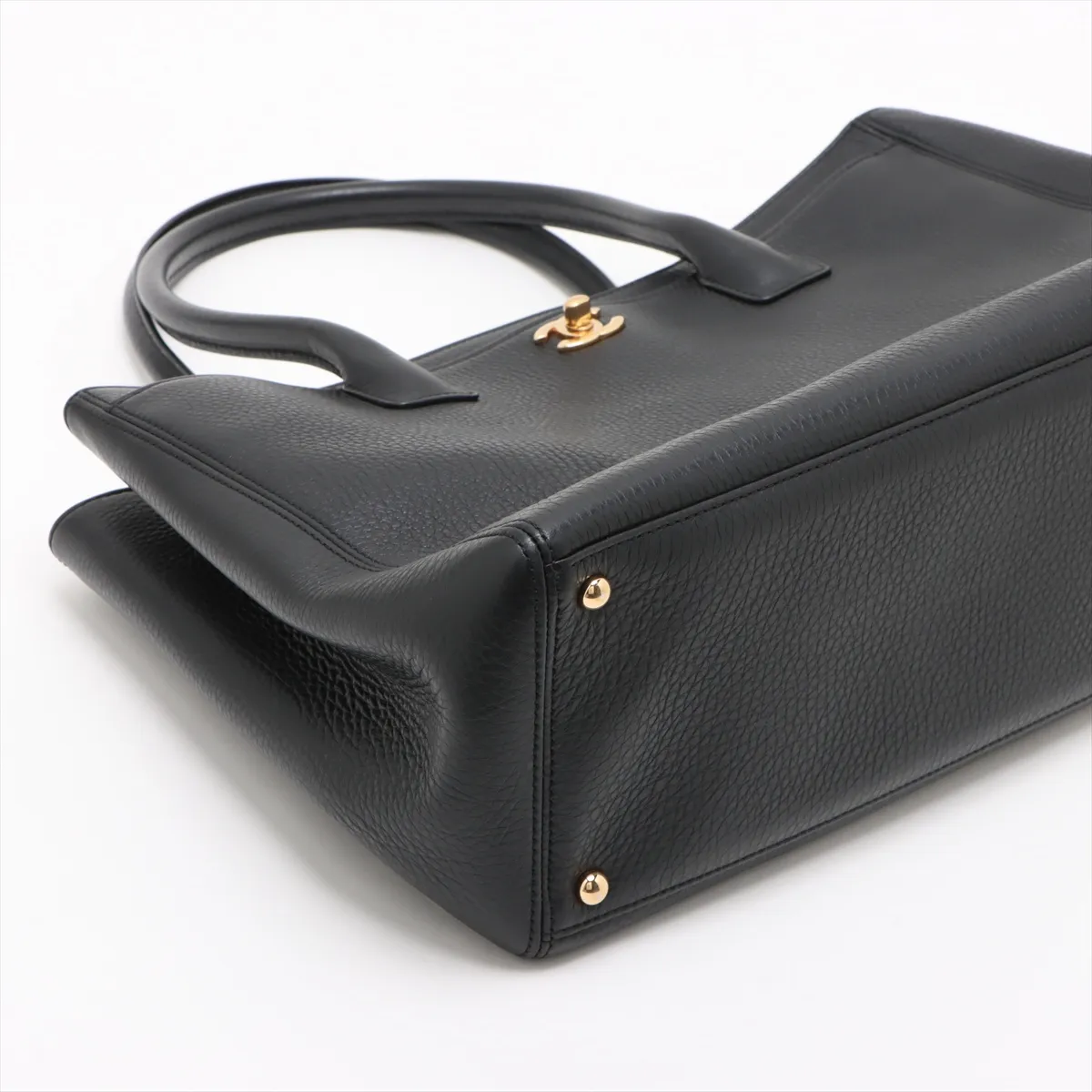 executive leather tote bag black gold hardware 19042665 19th series — view 4