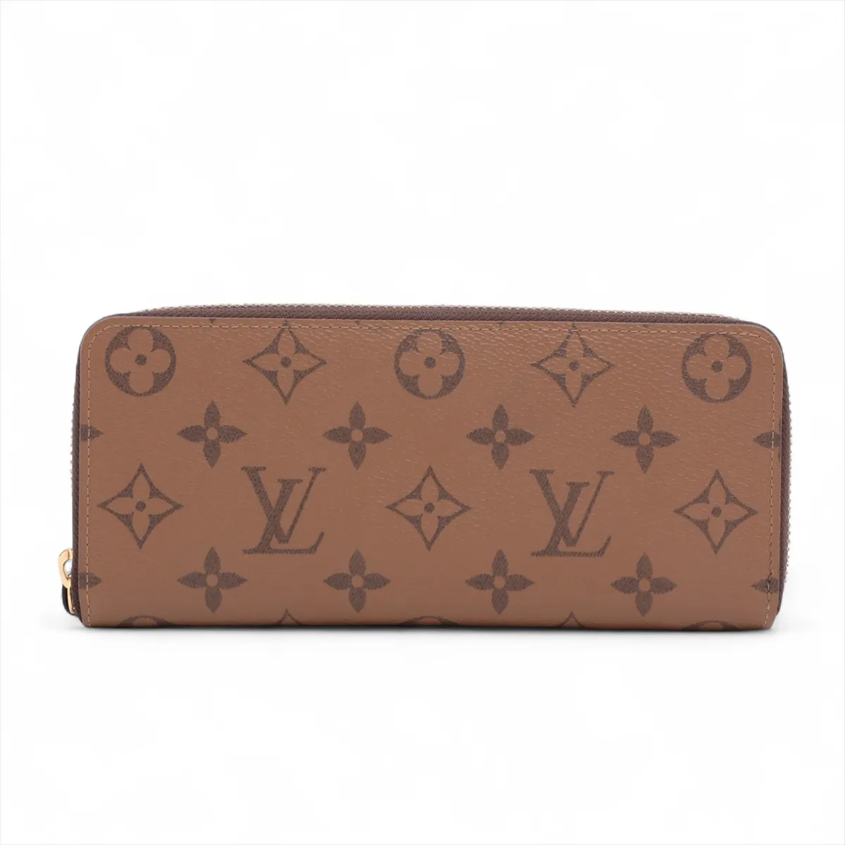 Monogram Reverse Portefeuille Clemence M82336 Brown Round Zip Wallet RFID Reactive