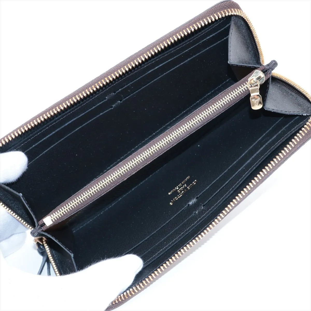 Monogram Reverse Portefeuille Clemence M82336 Brown Round Zip Wallet RFID Reactive — view 3