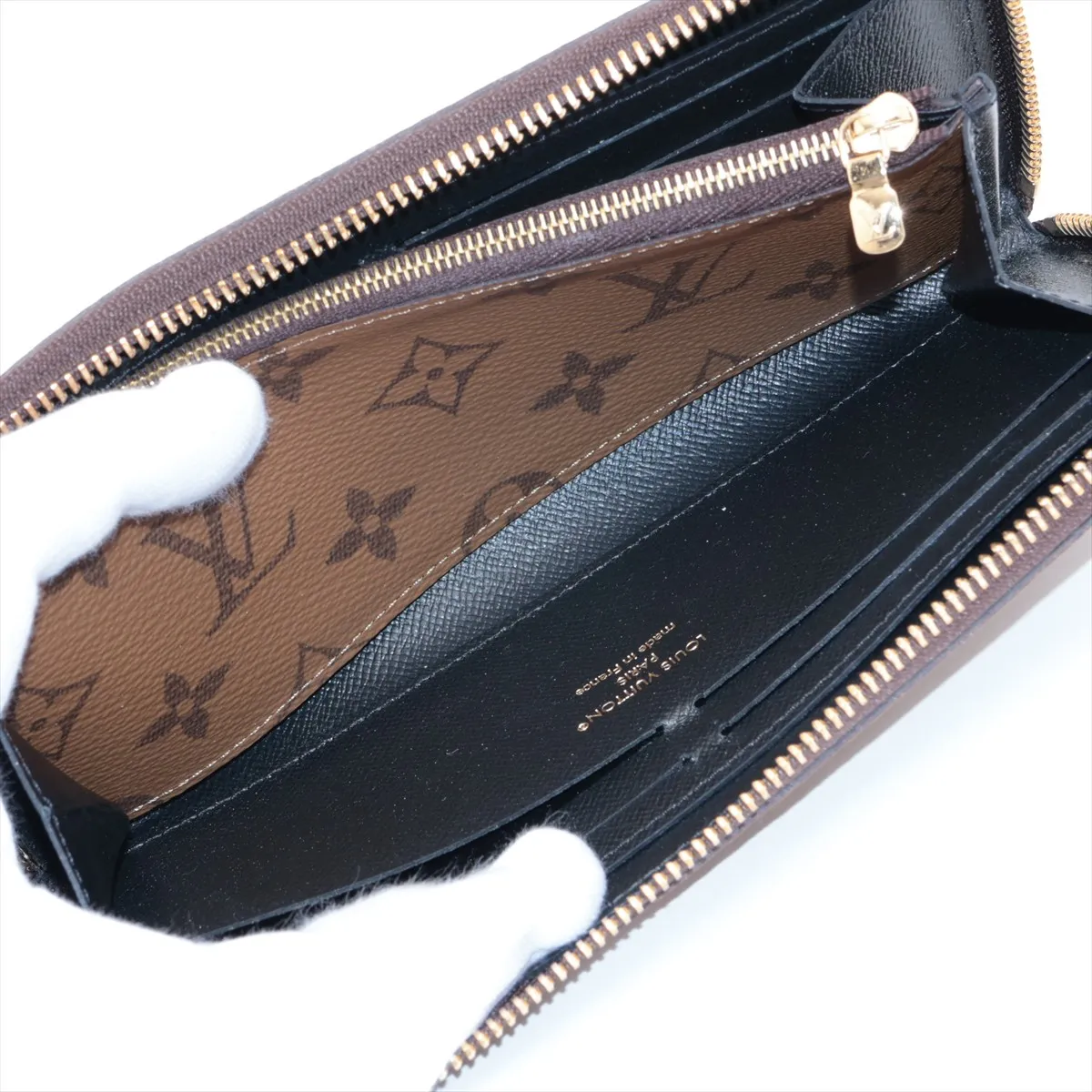 Monogram Reverse Portefeuille Clemence M82336 Brown Round Zip Wallet RFID Reactive — view 6