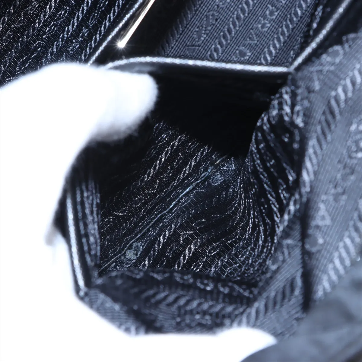 Tessuto Nylon x Leather Chain Tote Bag Black — view 11